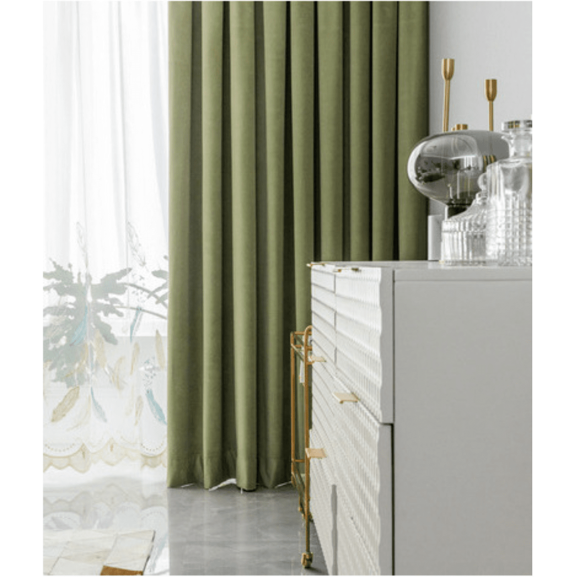 Luxury Plush Velvet Curtains - Light Green Blackout Drapes for Living Room & Bedroom | Mila Modern Soft Thermal Insulated Window Treatments for Home Decor