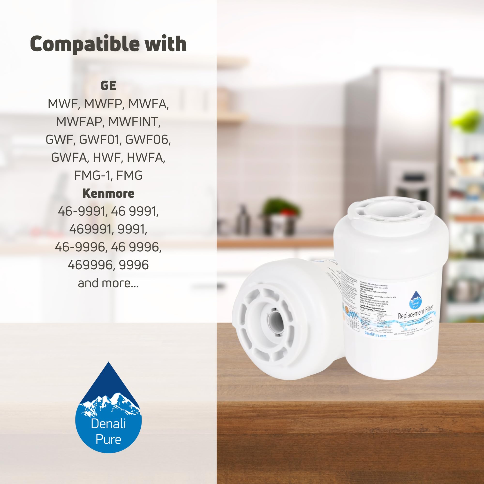 3-Pack GE GSS25VFPAWW Refrigerator Water Filter Replacement - Compatible with GE MWF & MWFP Fridge Water Filters | Pure Drinking Water for Home & Office Use