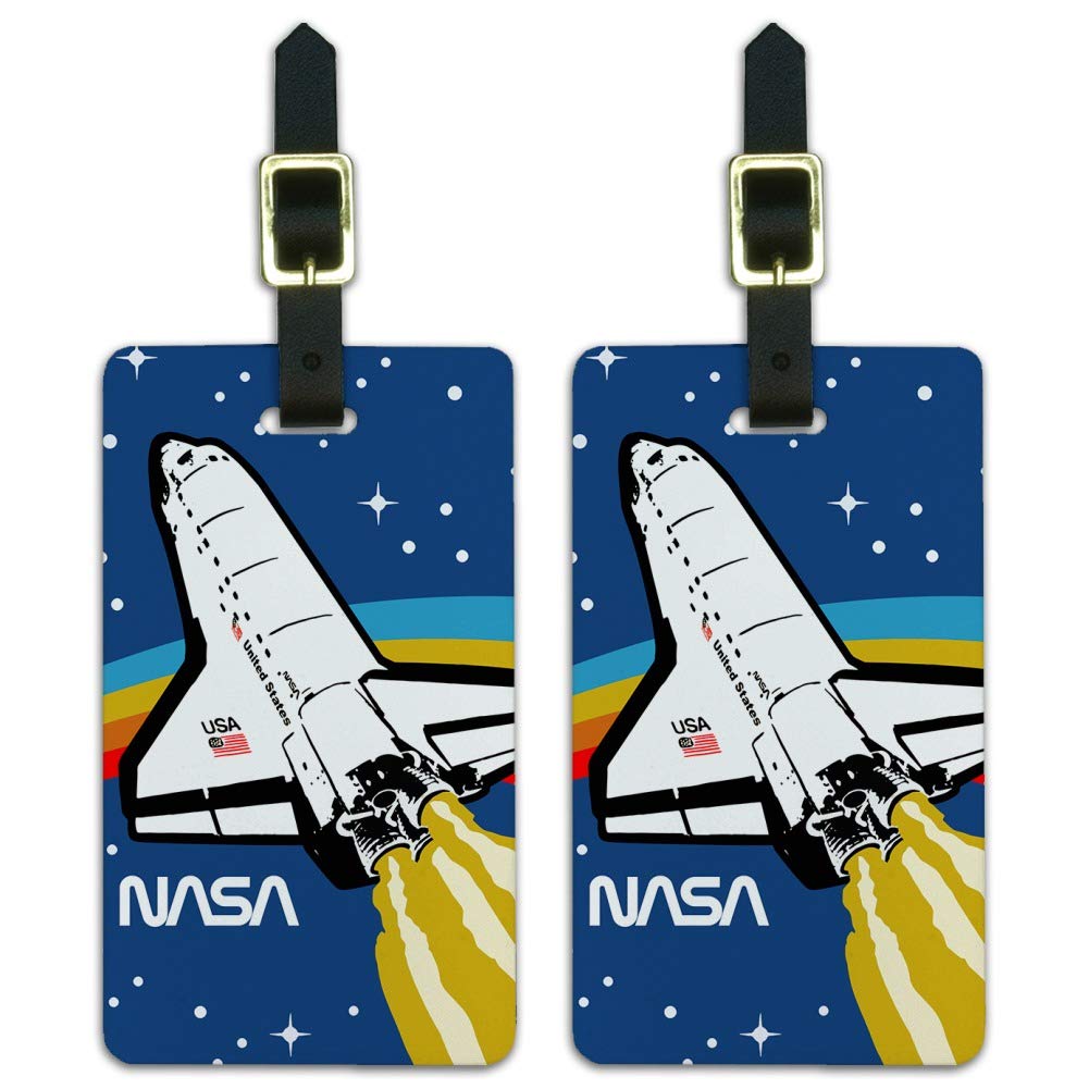 NASA Logo Space Shuttle Luggage ID Tags - Set of 2 Travel Accessories for Suitcases, Backpacks & Carry-On Bags
