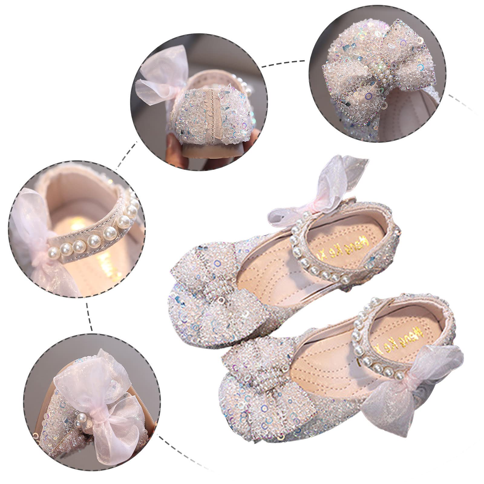 EnJoCho Boys Tennis Shoes & Girls Dance Shoes - Kids Performance Sneakers with Pearl Rhinestones, Shining Design (Pink, Size 34) - Perfect for Sports, Dance Classes & Casual Wear