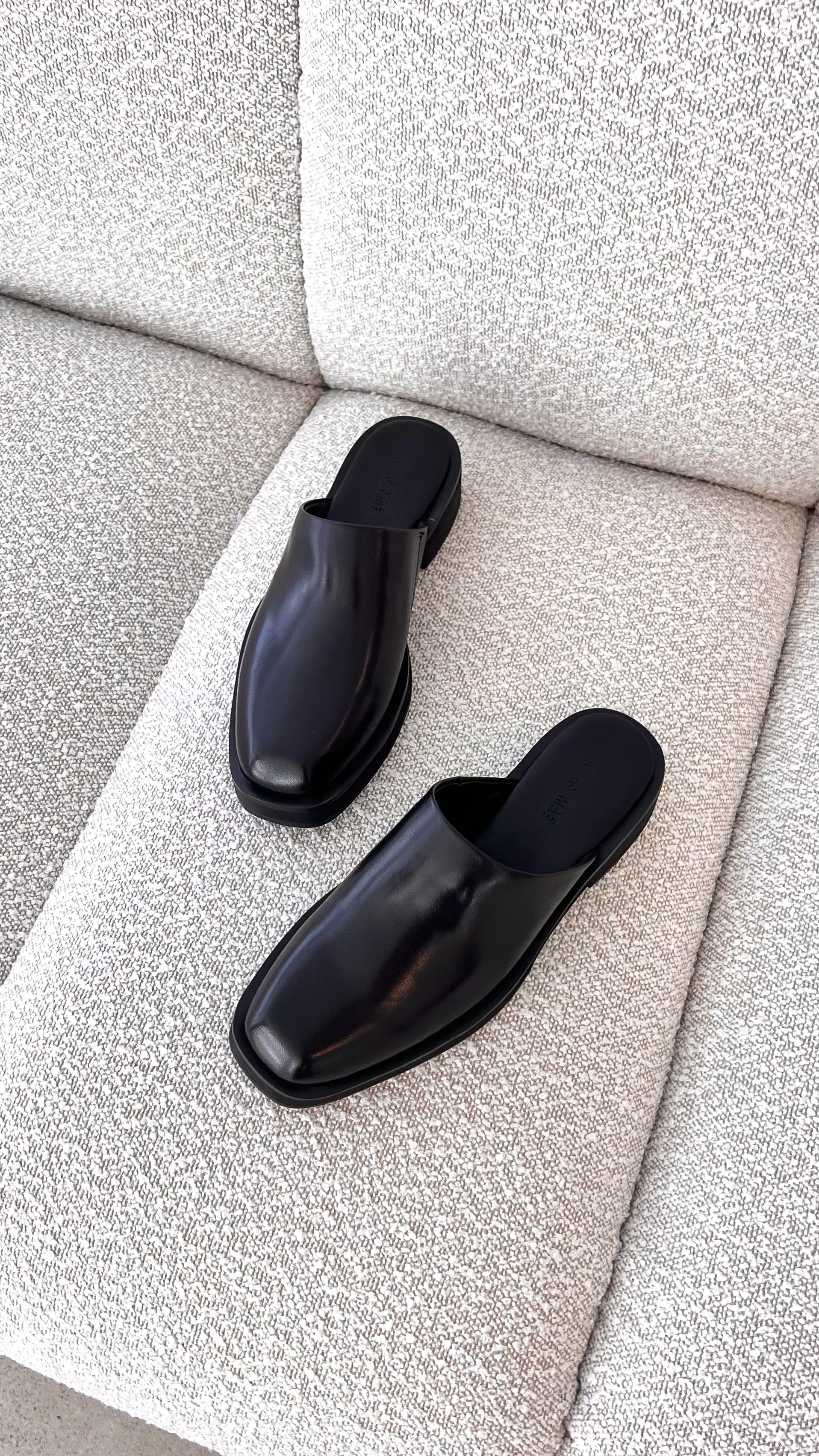 Alias Mae Zayn Slide Sandals - Black Leather Women's Casual Slides for Summer, Beach, and Home Comfort