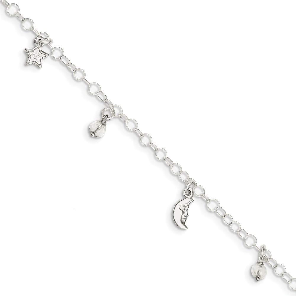 925 Sterling Silver Sun Moon Stars Adjustable Ankle Bracelet (9-10 Inch) for Women - Bohemian Anklet with Extension Chain - Perfect Gift for Beach, Festival, Yoga & Wedding | Boho Chic Jewelry for Everyday Wear, Music Festivals, Spiritual Practices, Summer Outfits & Layering - Ideal for Beach Vacations, Yoga Sessions, Music Festivals, Boho Weddings, Spiritual Meditation & Boho Fashion Accessories