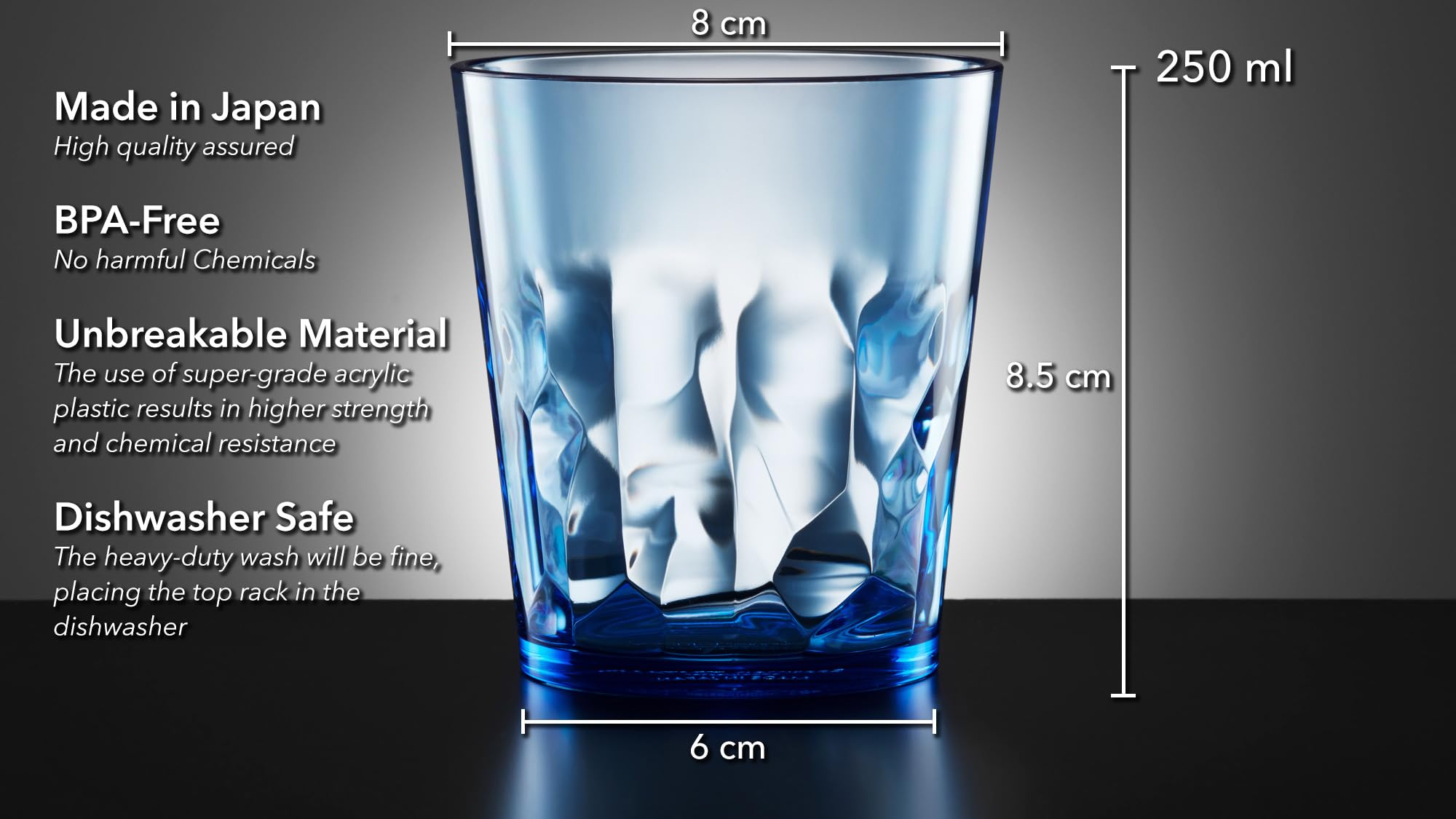 SCANDINOVIA 8 oz Unbreakable Premium Juice Glasses - Set of 4 BPA-Free Acrylic Tumbler Cups for Kids & Adults - Dishwasher Safe, Stackable, Reusable - Perfect for Smoothies, Cocktails, and Everyday Drinks at Home or Parties