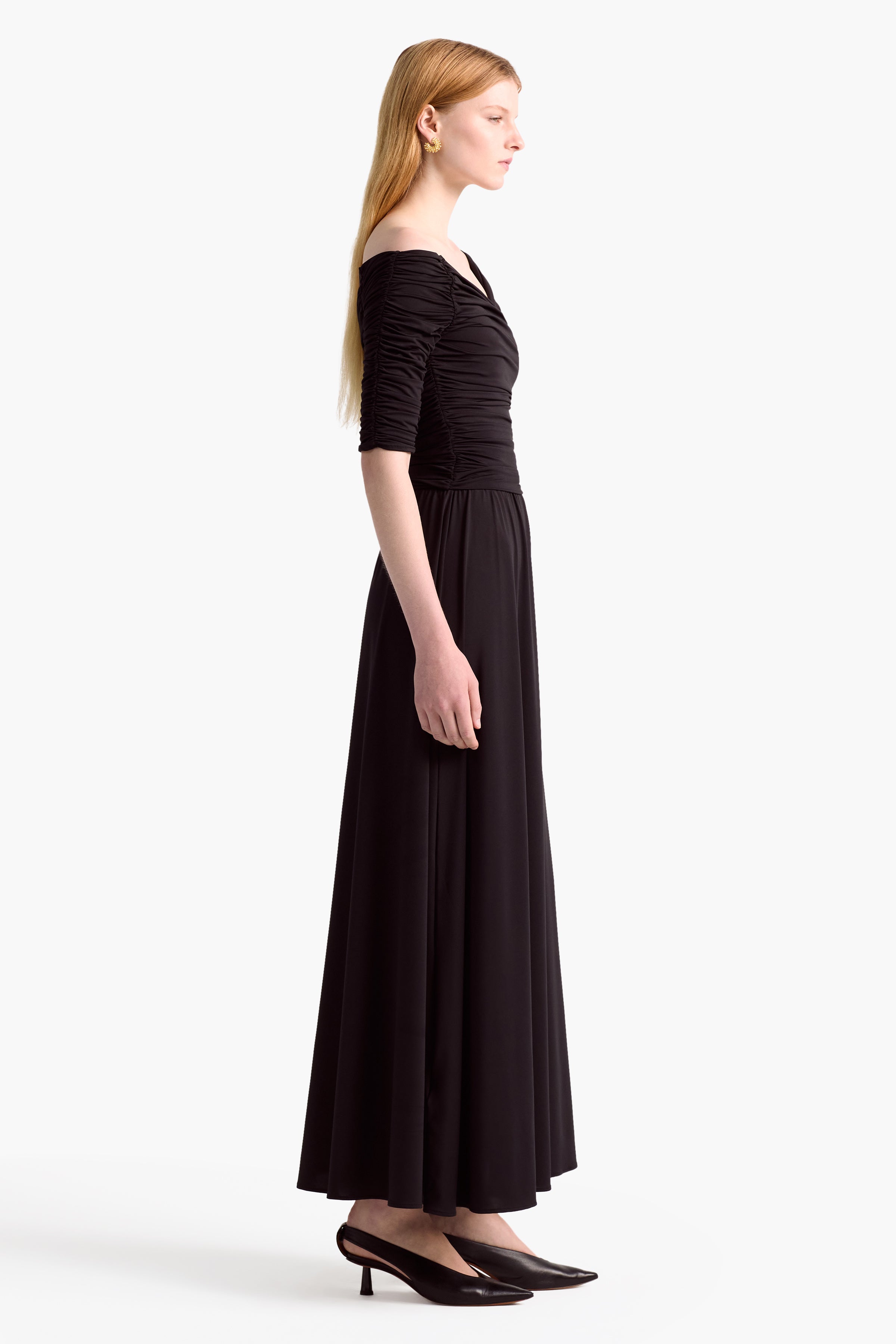 Elegant Black Chiffon Dress for Women - Perfect for Evening Parties, Weddings & Special Occasions