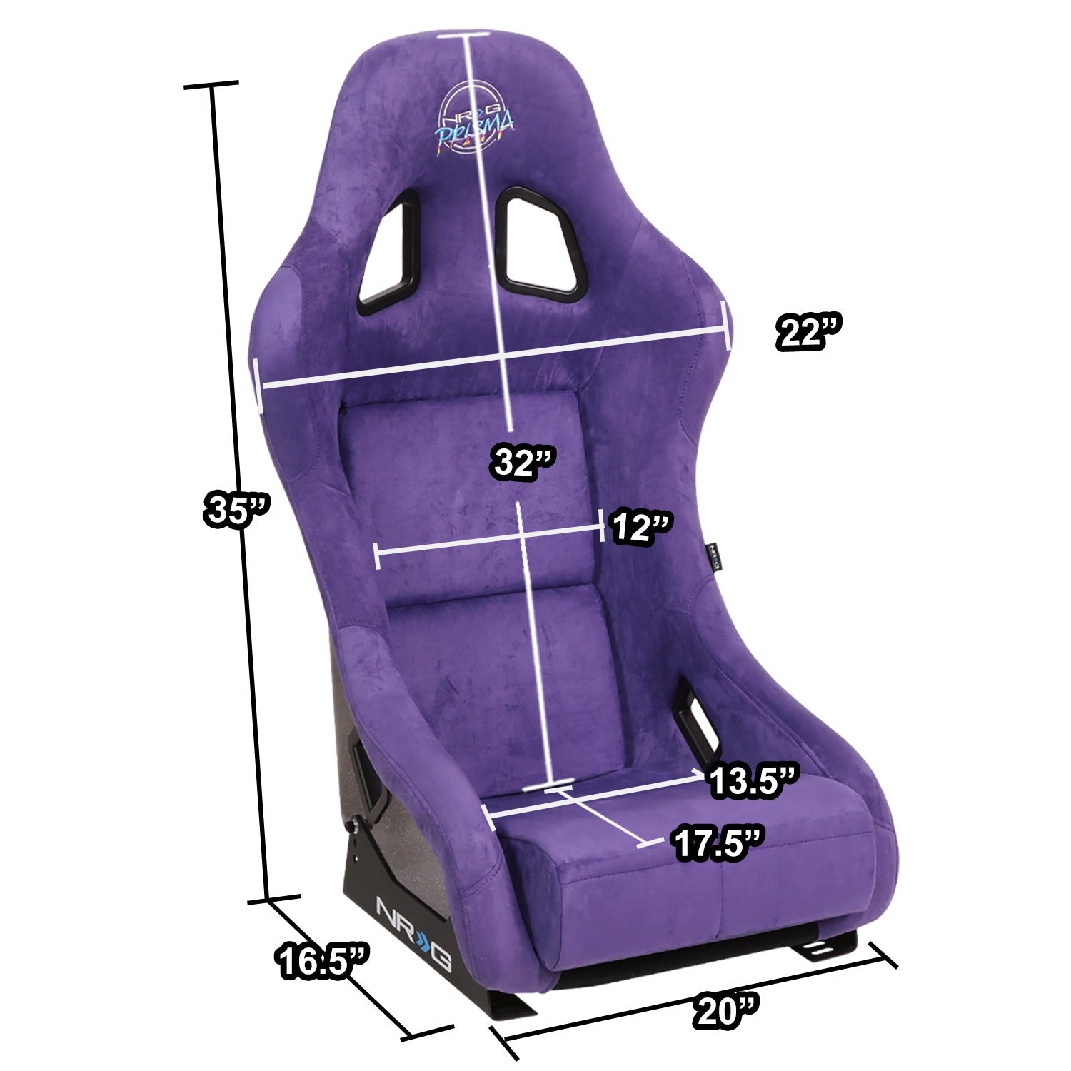 1 Piece Medium Alcantara Fabric Prisma Fixed Bucket Racing Seat - Universal Fit for Sports Cars, Drifting & Track Racing - High-Performance Driving Comfort & Style
