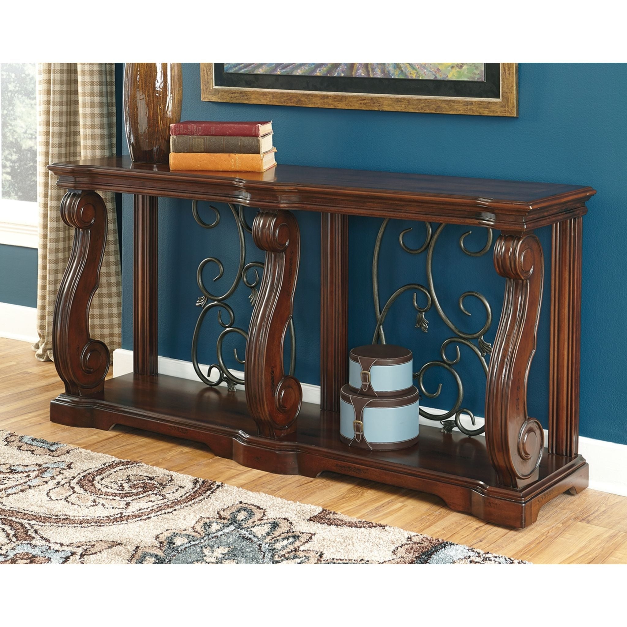 Alymere Rustic Brown Sofa Table - Farmhouse Console Table for Living Room, Entryway, or Behind Couch Decor