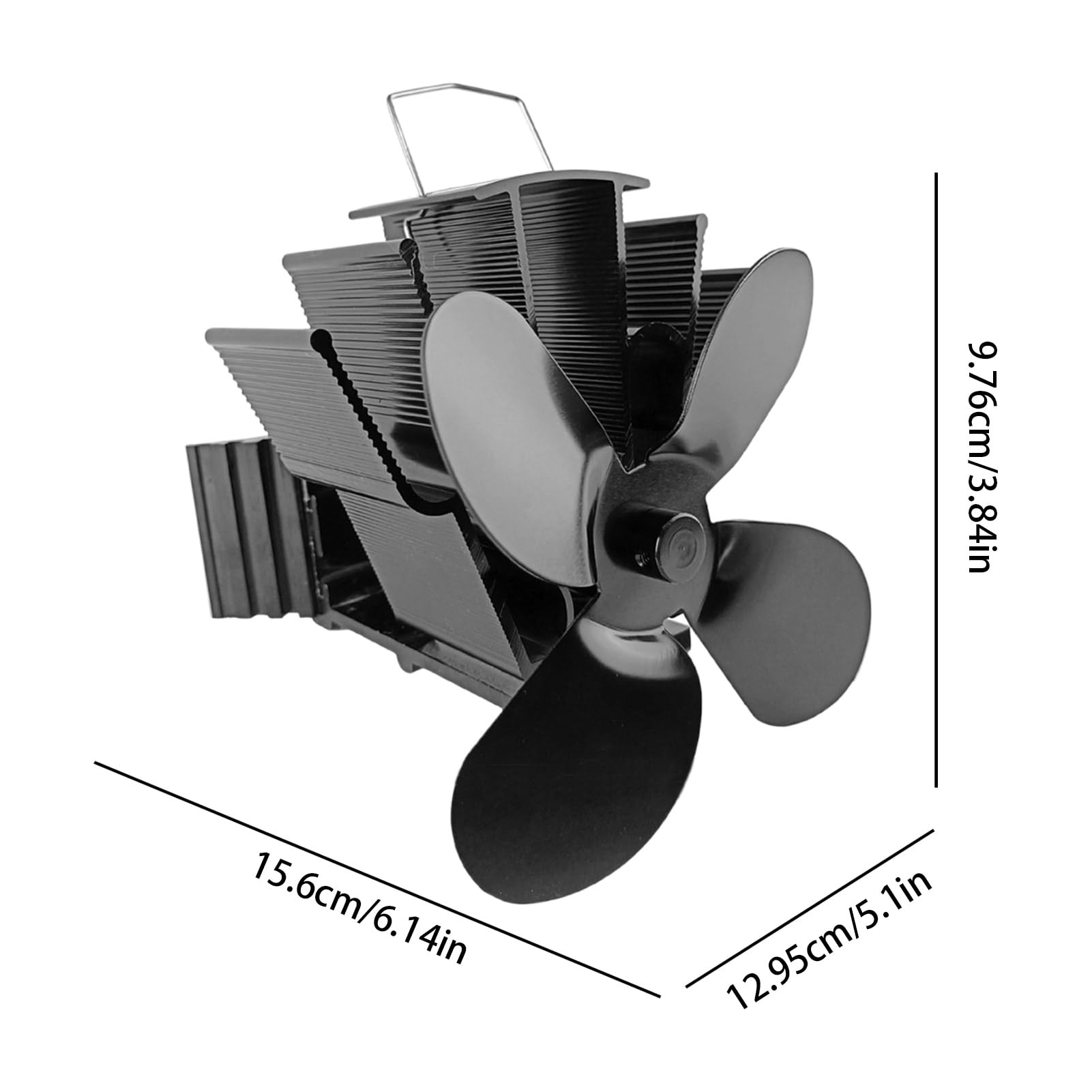 Wood Stove Fan - 4 Blade Heat Powered Fan with Overheating Protection for Wood Burning Stove, Gas, Pellet, Log & Propane Fireplaces | Wall Mounted Fireplace Fan for Efficient Heat Distribution in Living Rooms, Cabins & Outdoor Spaces