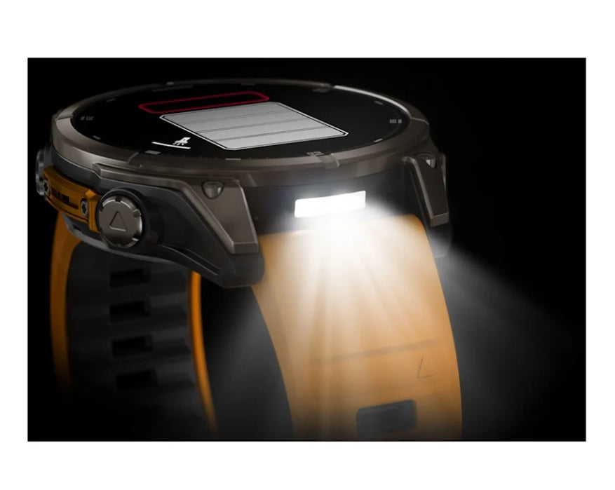 Garmin fenix 8 GPS Smartwatch 47mm Sapphire Titanium with Spark Orange/Graphite Silicone Band - Outdoor Adventure, Running, Hiking & Fitness Tracking
