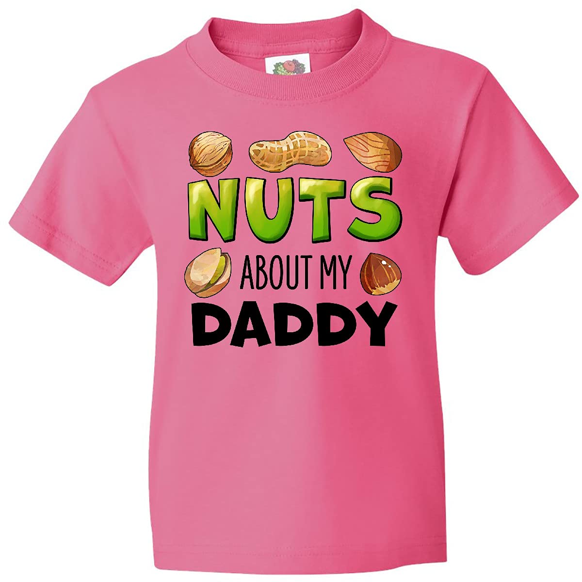 Inktastic Nuts About My Daddy Peanut Almond Pistachio Youth T-Shirt - Funny Cute Kids Casual Tee for Father's Day & Family Outings