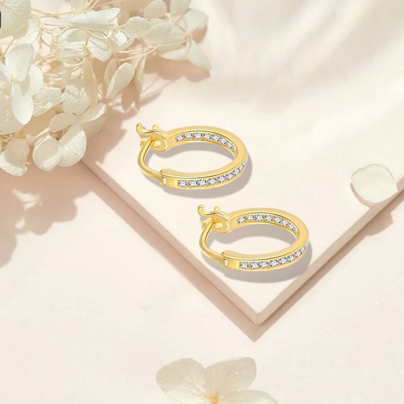 Sparkling Gold Mini Hoop Earrings for Women - 14K Gold Plated Small Hoops - Dainty Everyday Jewelry for Work, Date Night & Gifting