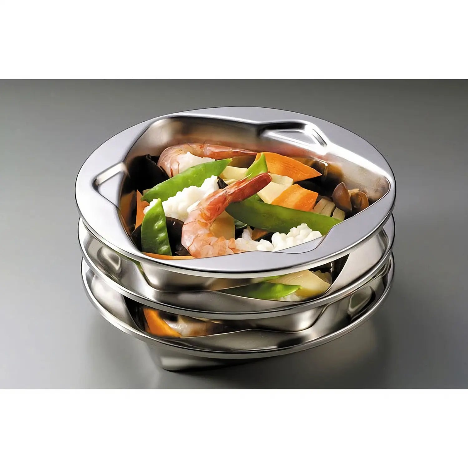 Ikeda Stainless Steel Antibacterial Triangle Lunch Plate - Durable & Eco-Friendly for School, Office, Picnics & Camping