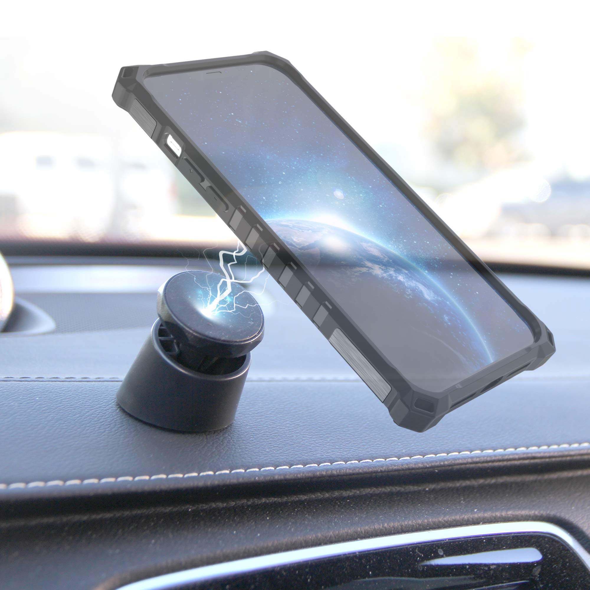 Tri-Shield 2.0 Magnetic Phone Case for iPhone 12 Pro Max - Military Grade Protection with Built-in Kickstand & Air Vent Car Mount - Perfect for Driving, Travel, and Everyday Use