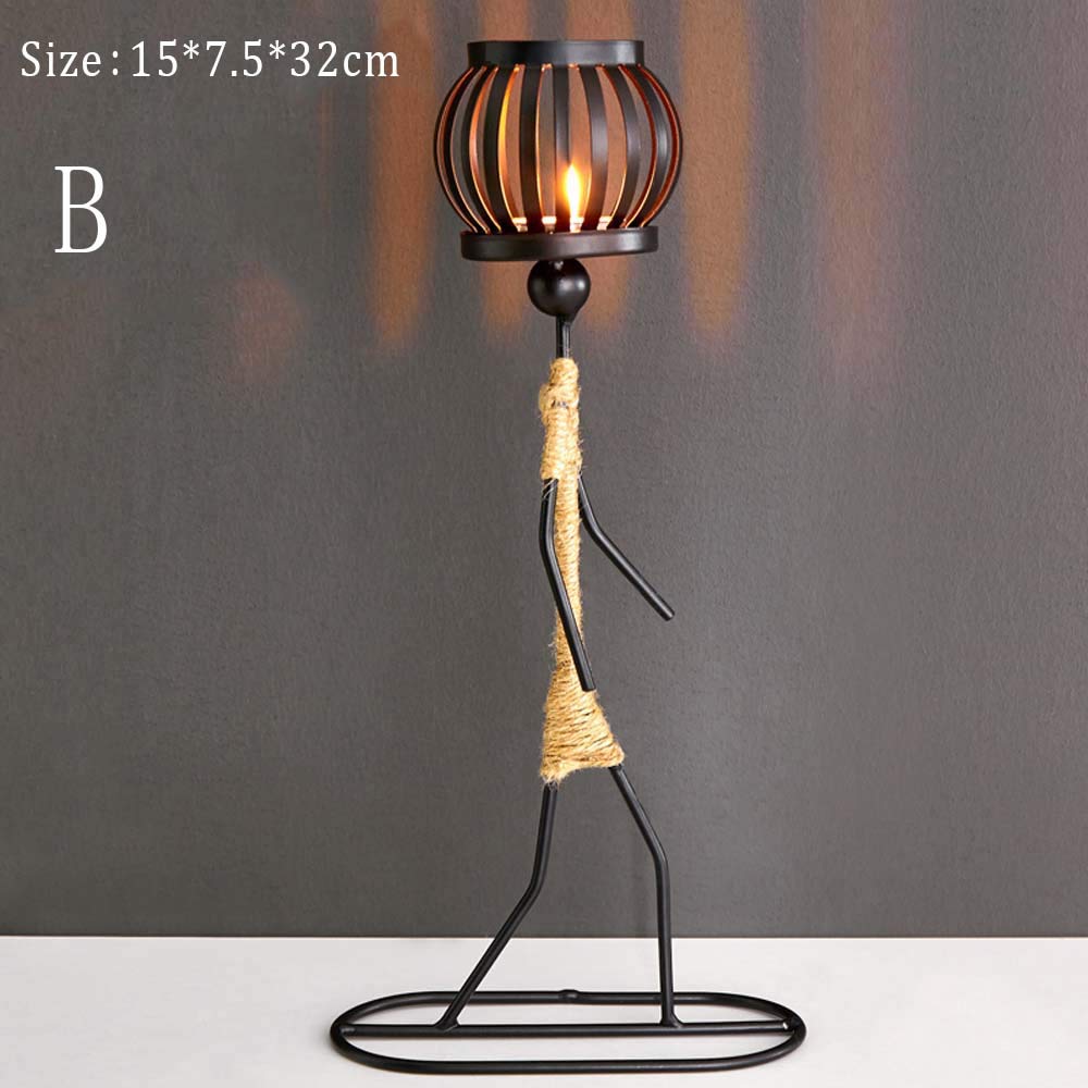 1PC Nordic Metal Candlestick Holder - Abstract Character Sculpture Candle Stand for Home Decor, Wedding Centerpiece, and Romantic Dinner Ambiance