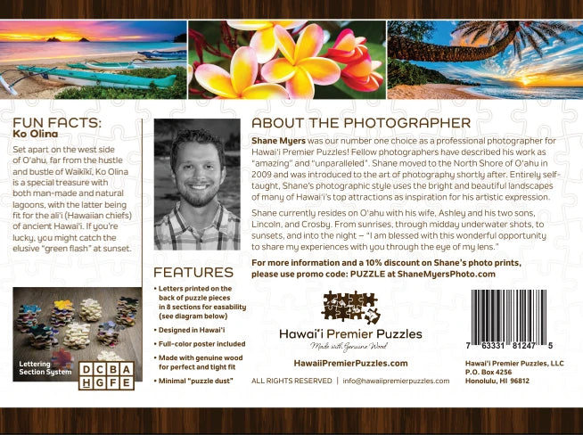 Premium Ko'Olina Hawaii Wooden Jigsaw Puzzle - 500 Piece Scenic Hawaiian Landscape Puzzle for Adults & Teens - Perfect for Relaxation, Family Game Night & Home Decor