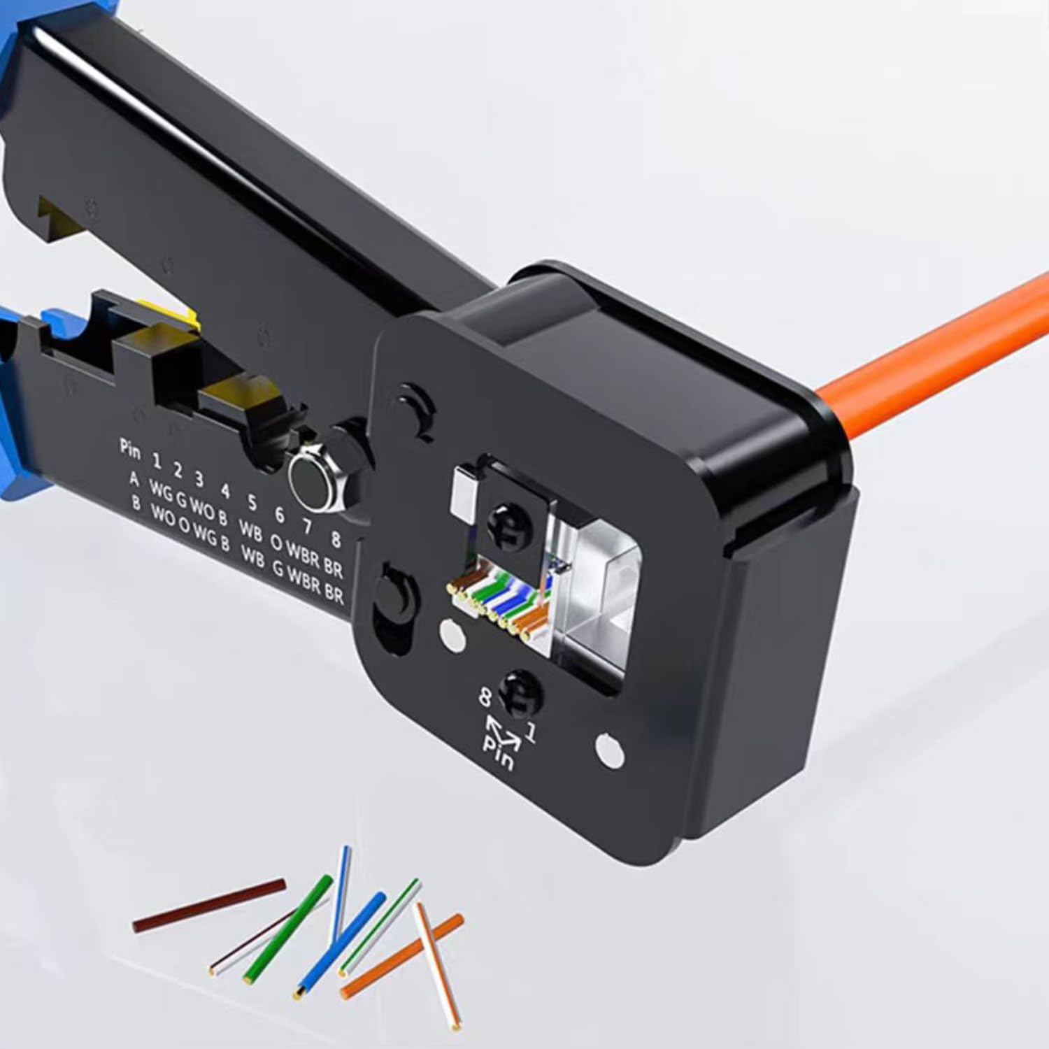 Professional Ratcheting RJ45 Crimp Tool Kit - Ethernet Crimper for Pass Through RJ45, RJ11 & RJ12 Connectors - Ideal for Network Installations, Home Office Setup & IT Maintenance