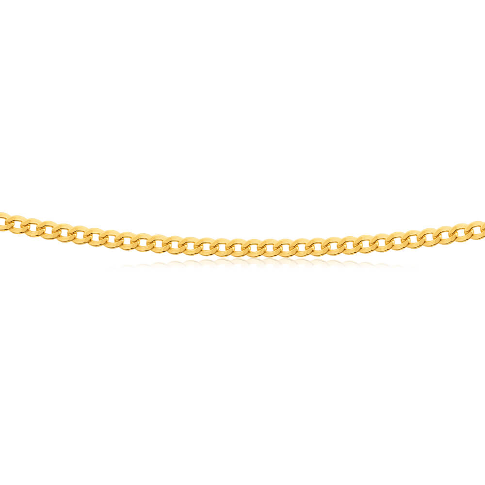 9ct Elegant Yellow Gold Copper Filled Curb Chain 45cm - Perfect for Layering Necklaces, Gift Giving & Everyday Jewelry Wear