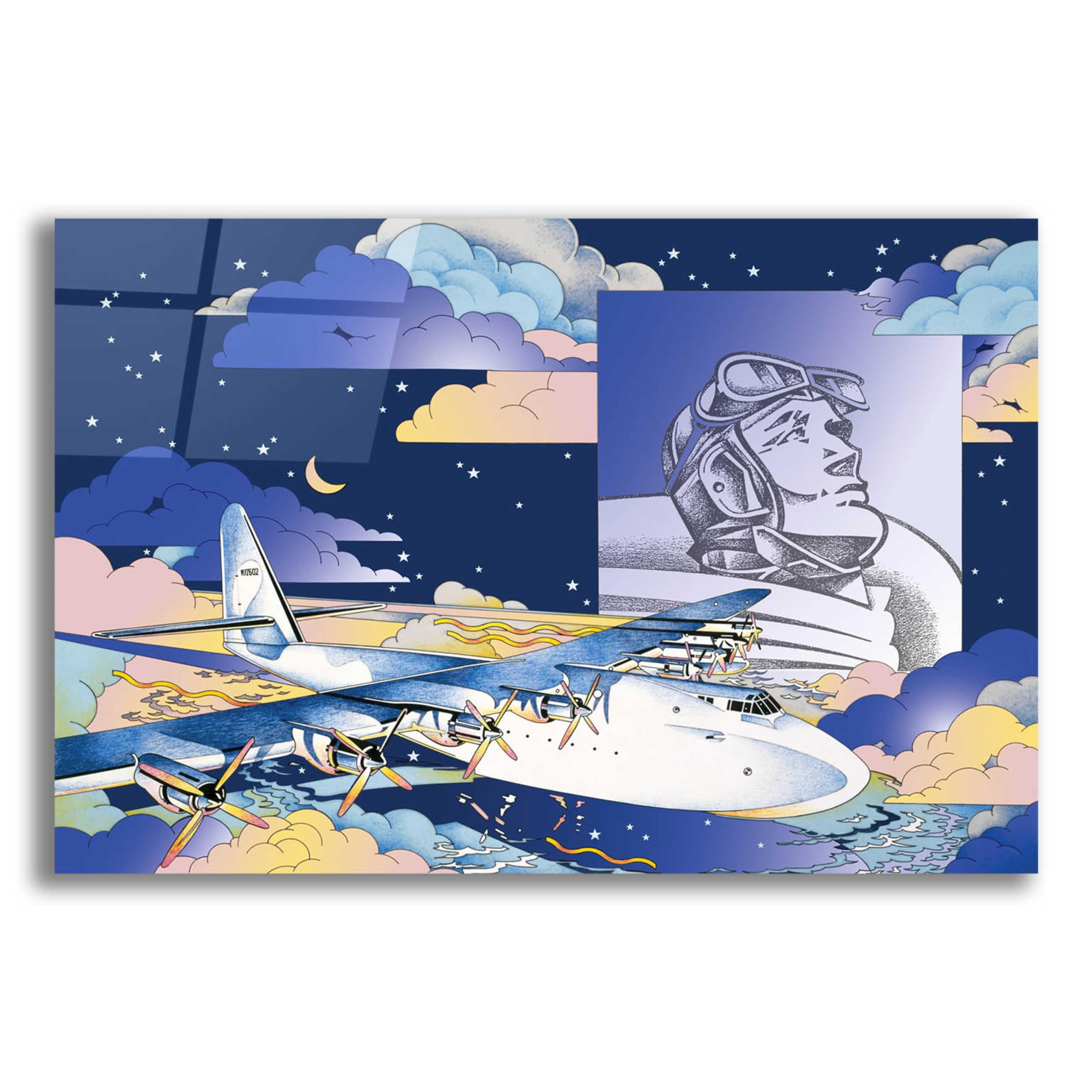 Epic 'Spruce Goose' Aviation Art Print by David Chestnutt - 24x16 Inch Acrylic Glass Wall Decor - Perfect for Home Office, Living Room & Man Cave Decor