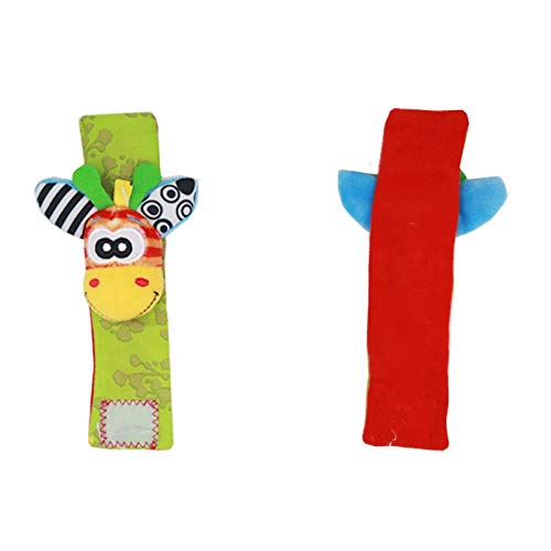 Foot Finders & Wrist Rattles for Infants - Soft Developmental Texture Toys for Babies | 4-Pack Baby Socks with Wrist Rattles - Sensory Toys for Newborn Boys & Girls - Perfect for Tummy Time & Early Learning