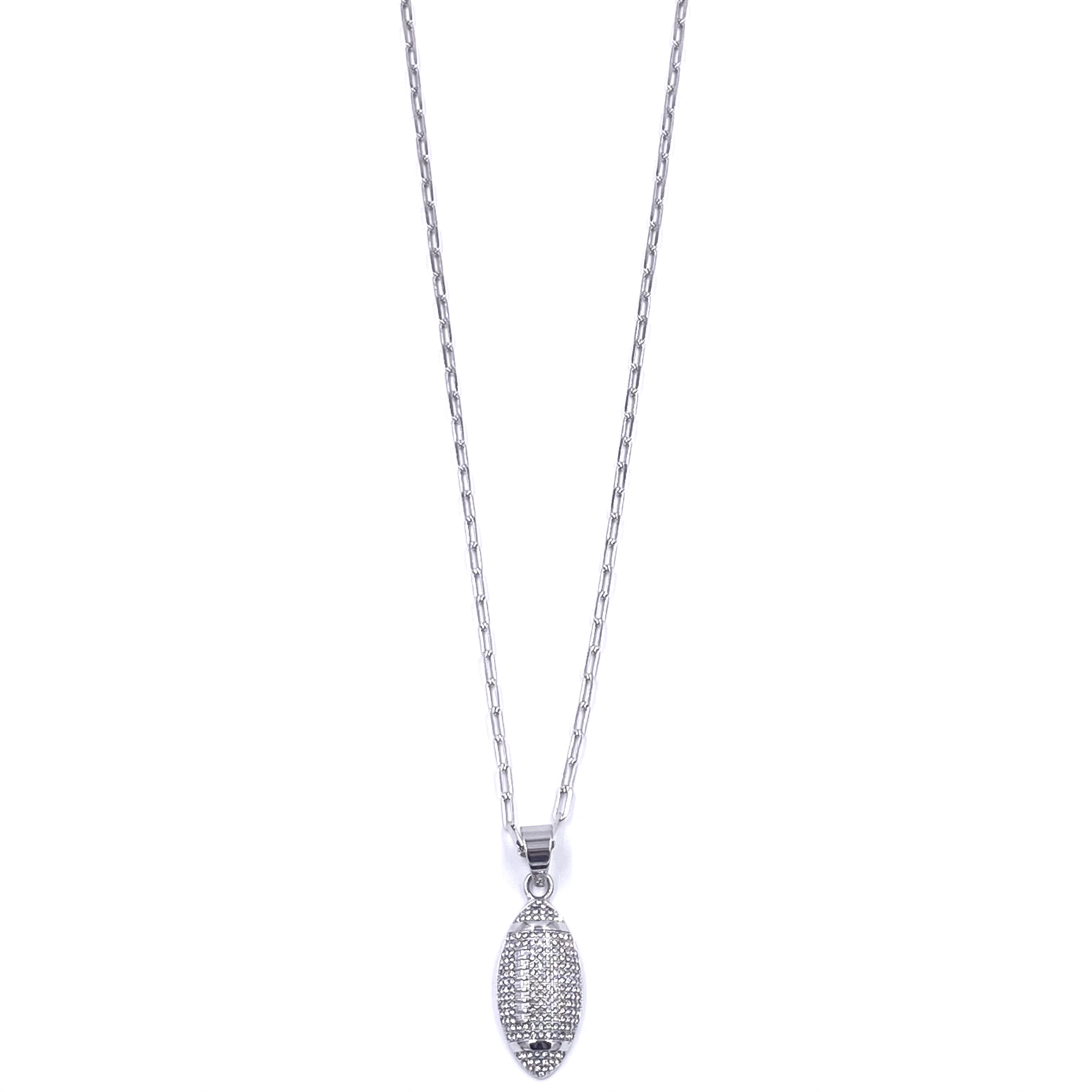 Ashley Gold Stainless Steel CZ Football Charm Necklace for Women - Elegant Sports Jewelry Gift for Football Fans, Game Day Accessories & Everyday Wear