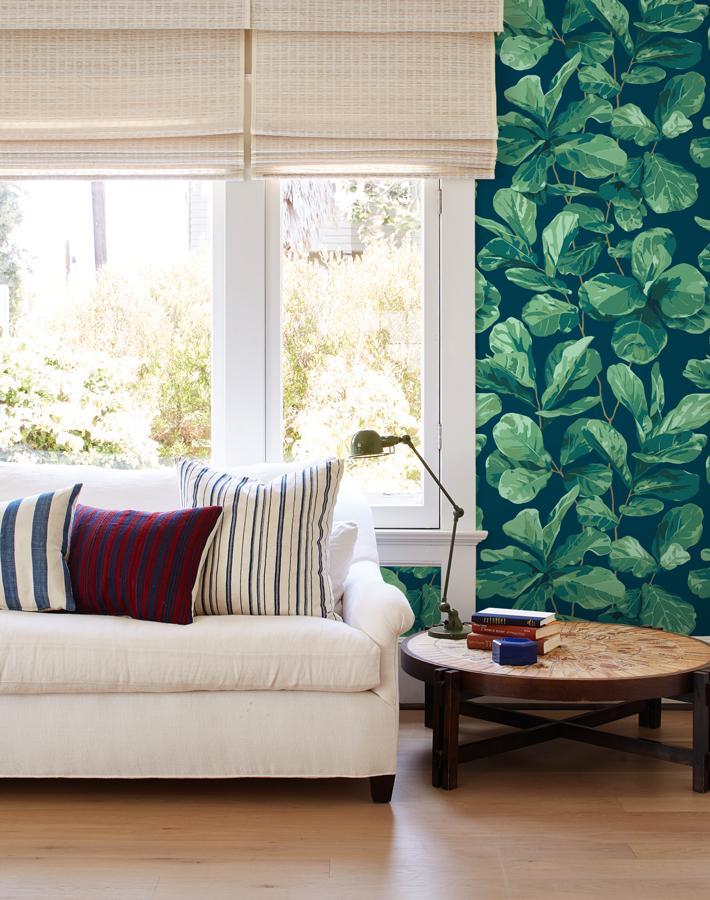 Nathan Turner Indigo Fiddle Leaf Fig Wallpaper - Perfect for Living Room, Bedroom & Nursery Decor