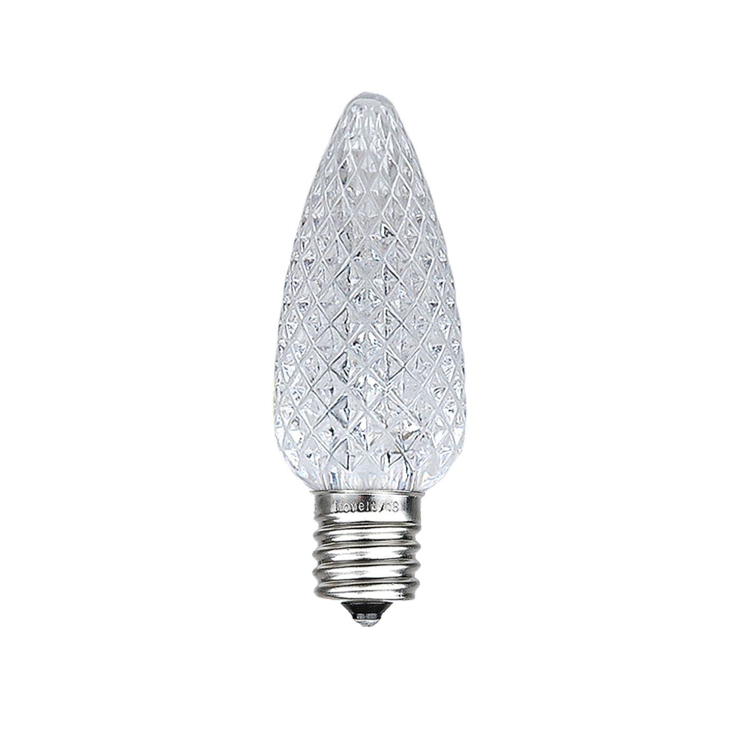 25-Pack C9 LED Faceted Ultra Bright Dimmable Outdoor Christmas Light Bulbs - Pure White - Energy Efficient Replacement Bulbs for Holiday String Lights & Outdoor Decorations (Perfect for Roof Lines, Trees & Holiday Displays)