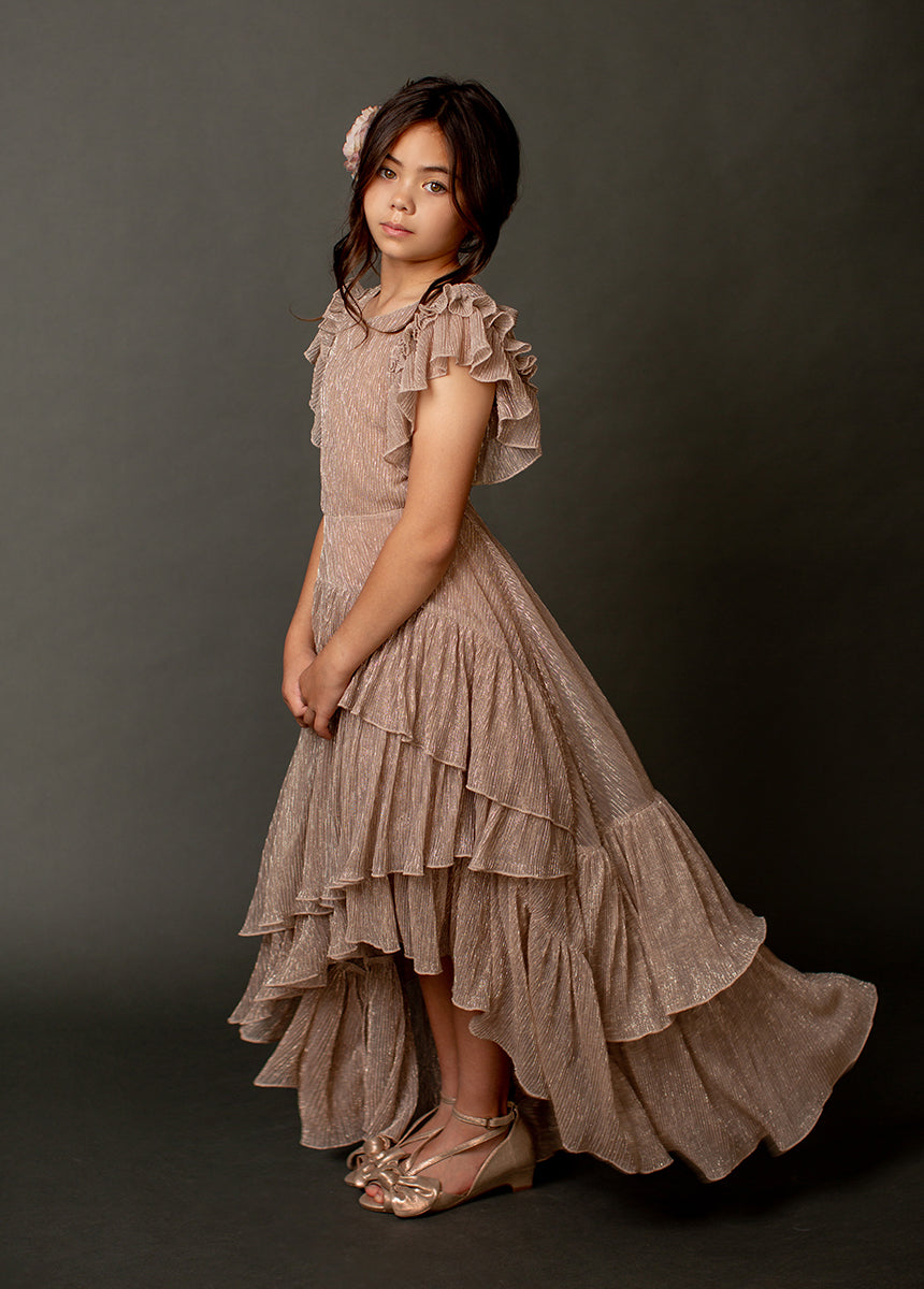 Angelina Rose Gold Dress for Women - Elegant Evening Gown for Party, Wedding & Special Occasions