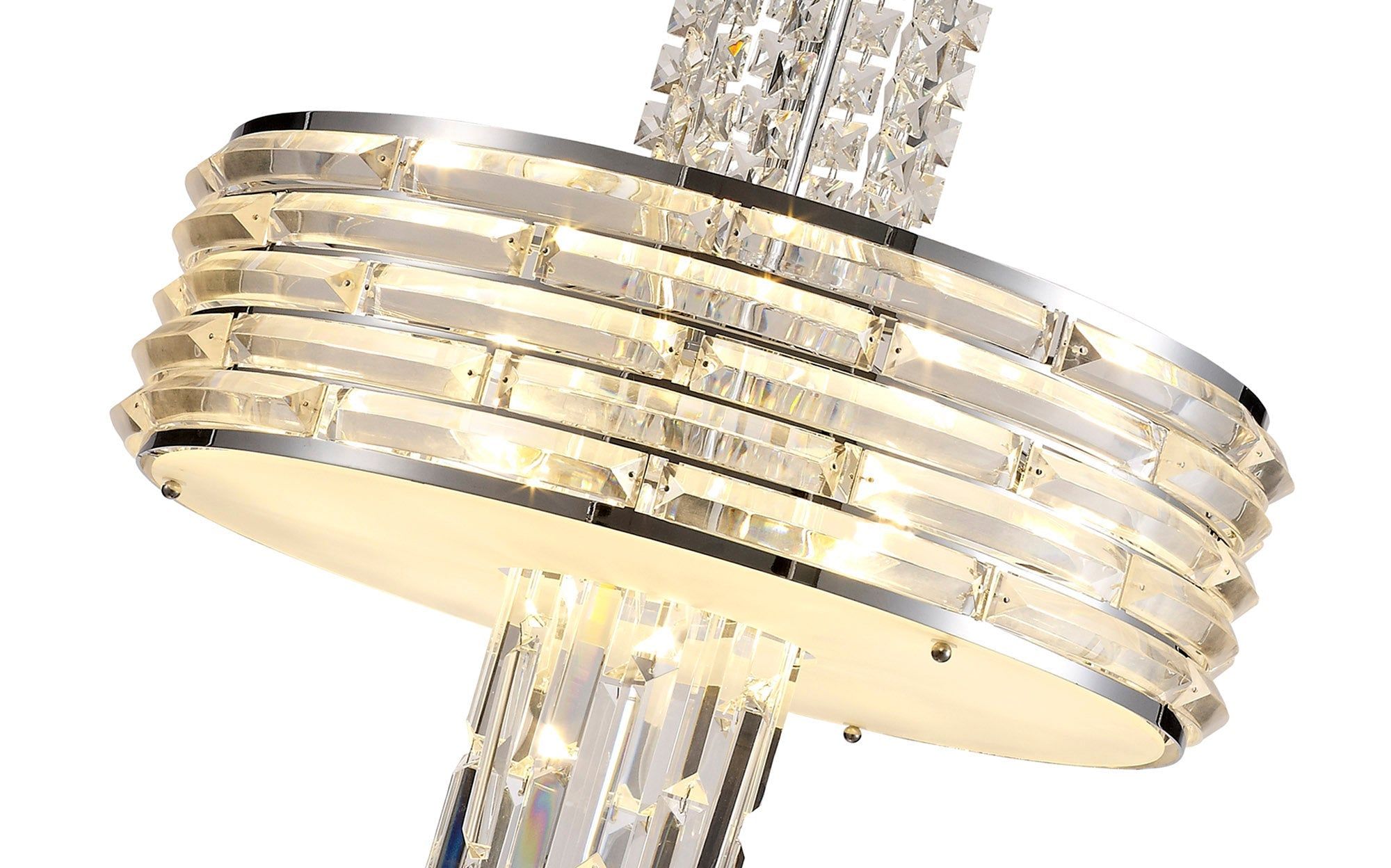 Cadwell Convertible Pendant/Semi Flush Ceiling Light Fixture - 7 x E14 Bulb Sockets - Polished Chrome & Crystal Design - Perfect for Dining Room, Bedroom, or Entryway Lighting