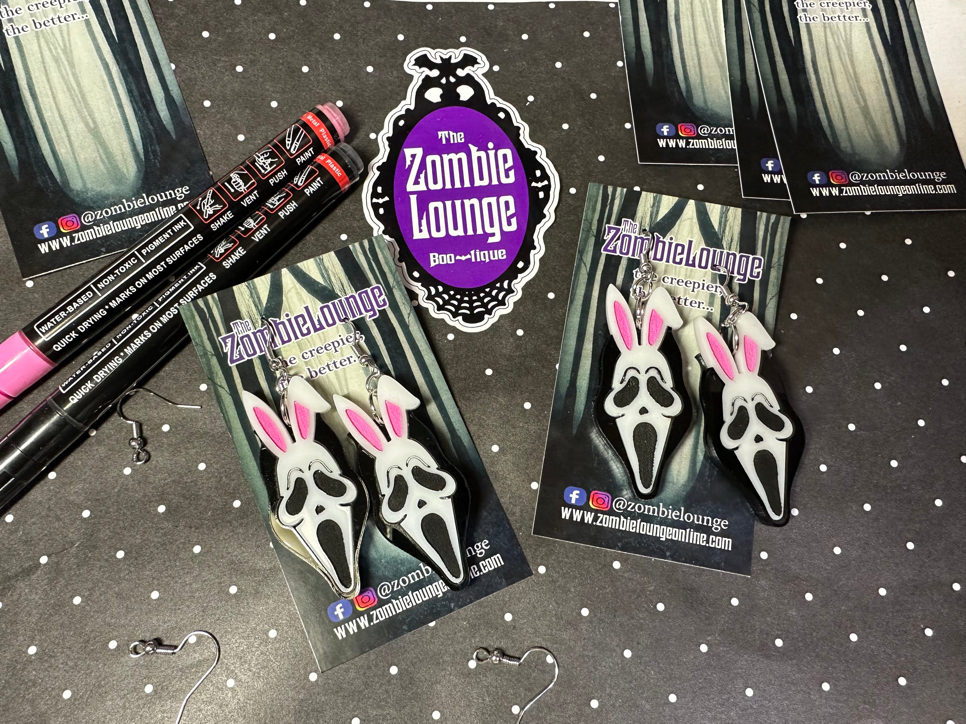 Halloween Scream Bunny Earrings - Cute Cartoon Rabbit Jewelry for Women & Girls - Perfect for Costume Parties, Cosplay & Horror Movie Nights