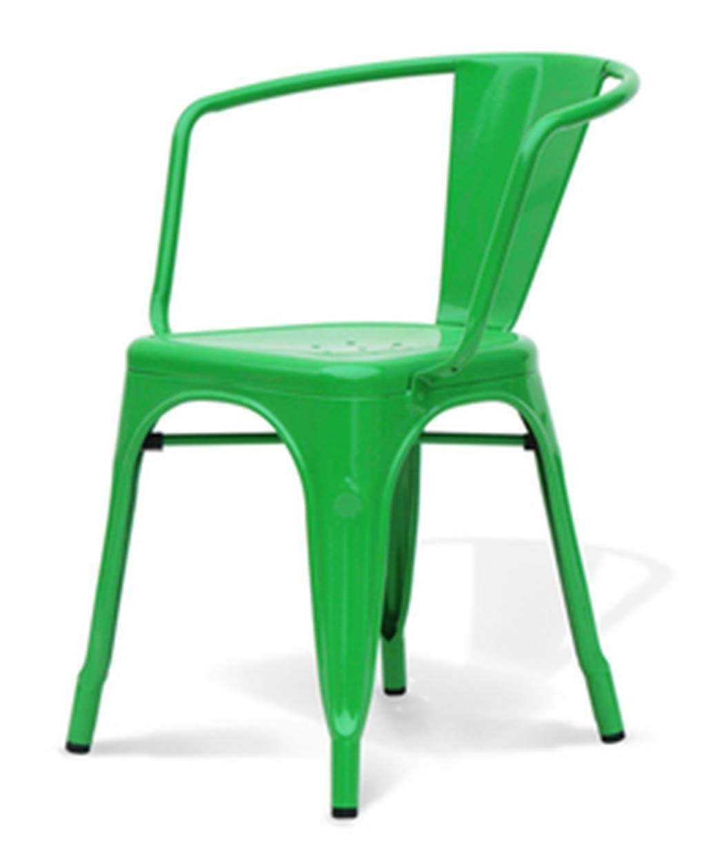 QYHCP Green Wrought Iron Dining Chair - Modern Nordic Style Metal Desk & Computer Chair for Home Office, Kitchen, Dining Room & Study