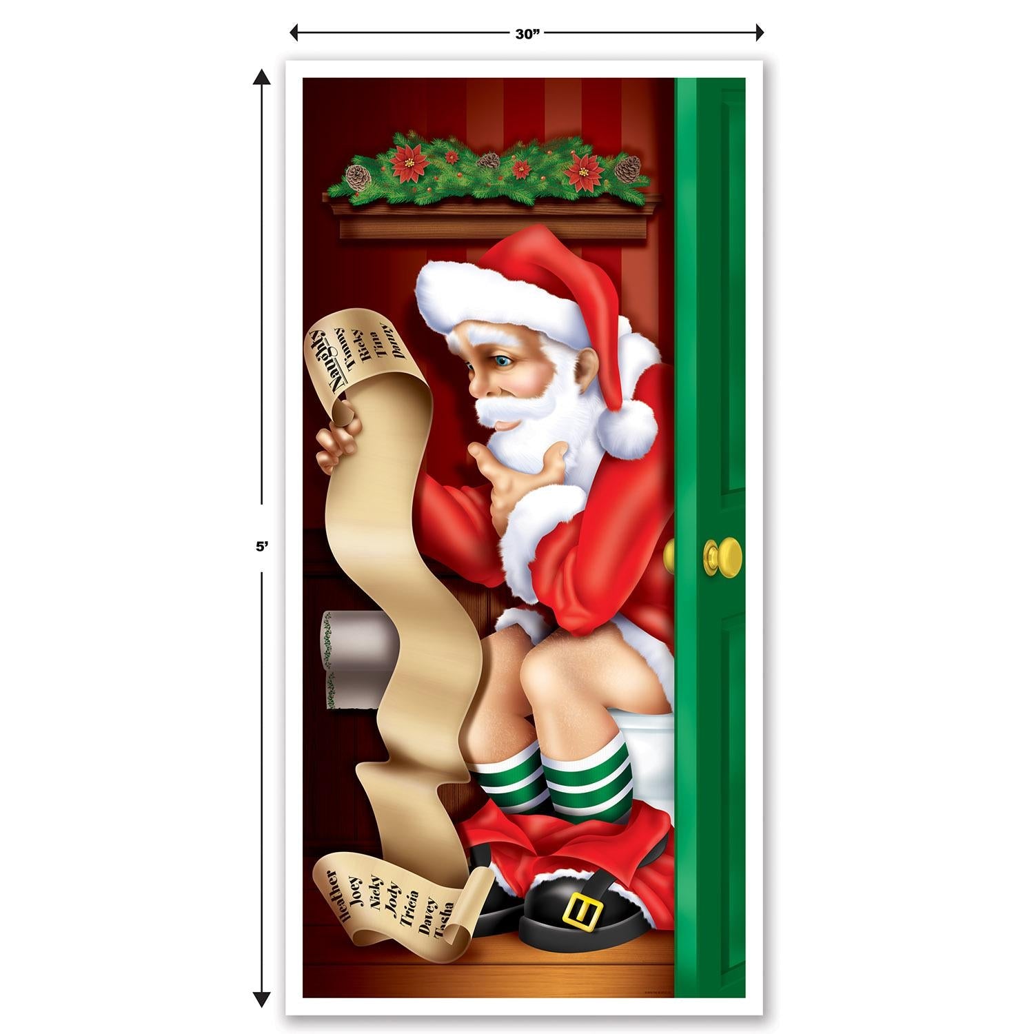 12 Pack Beistle Christmas Santa Restroom Door Cover - Festive Holiday Bathroom Decor for Parties & Home Decorations - Perfect for Christmas, Office, and Family Gatherings