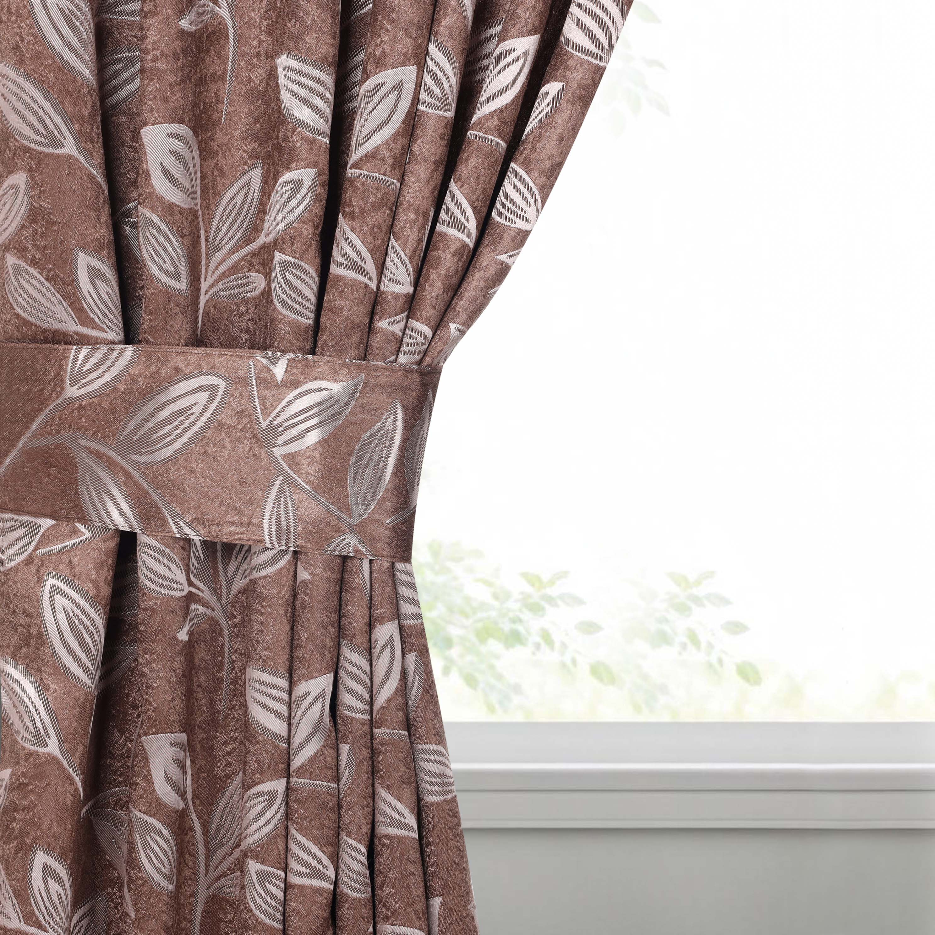 Blackout Curtains for Bedroom - Set of 2 Panels, 100% Room Darkening Thermal Insulated Drapes with Leaves Pattern - Perfect for Nursery, Home Theater & Light Sleepers