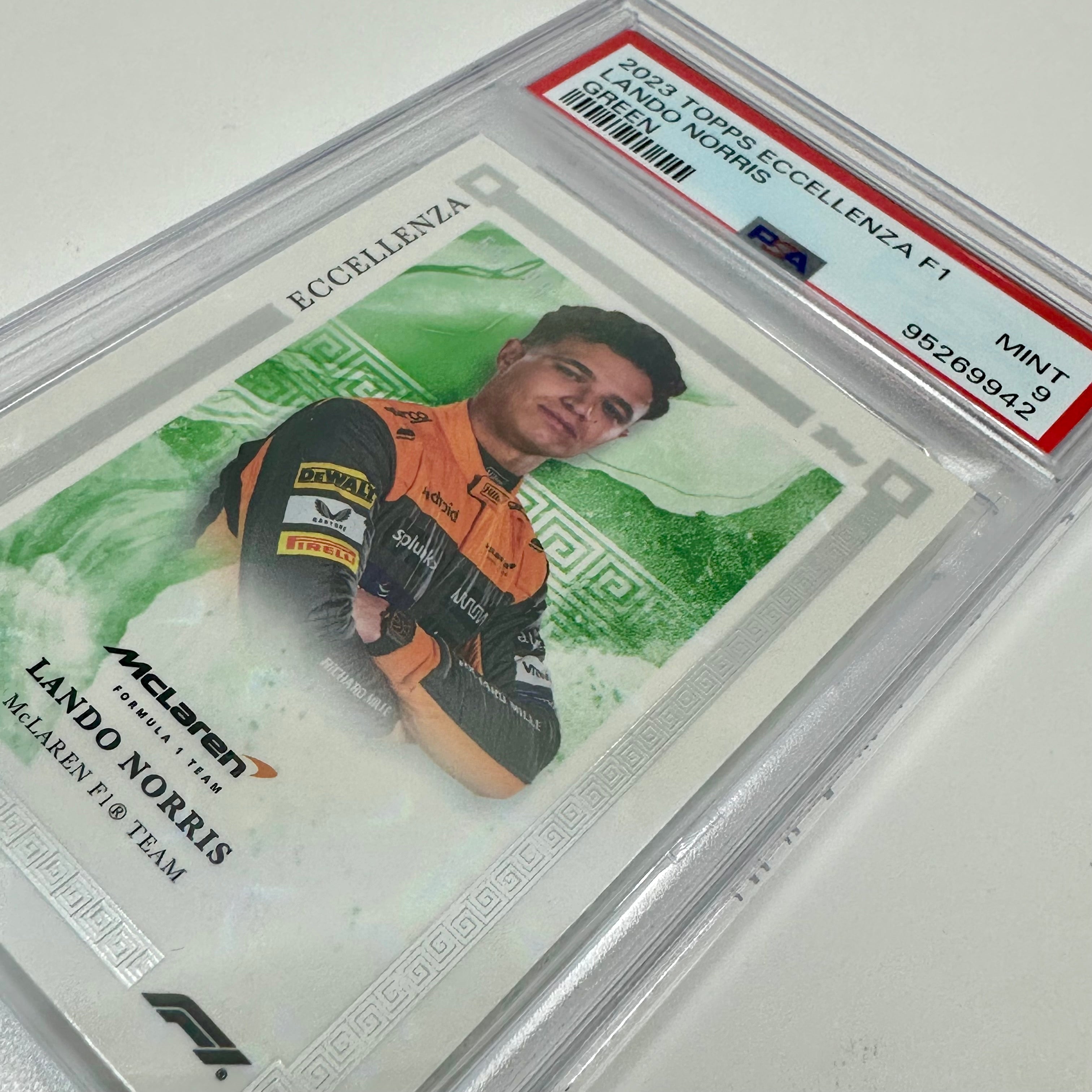 2023 Topps Eccellenza Lando Norris Green #/99 PSA 9 Graded Racing Card - Perfect for F1 Collectors, Sports Memorabilia Displays, and Investment Portfolios