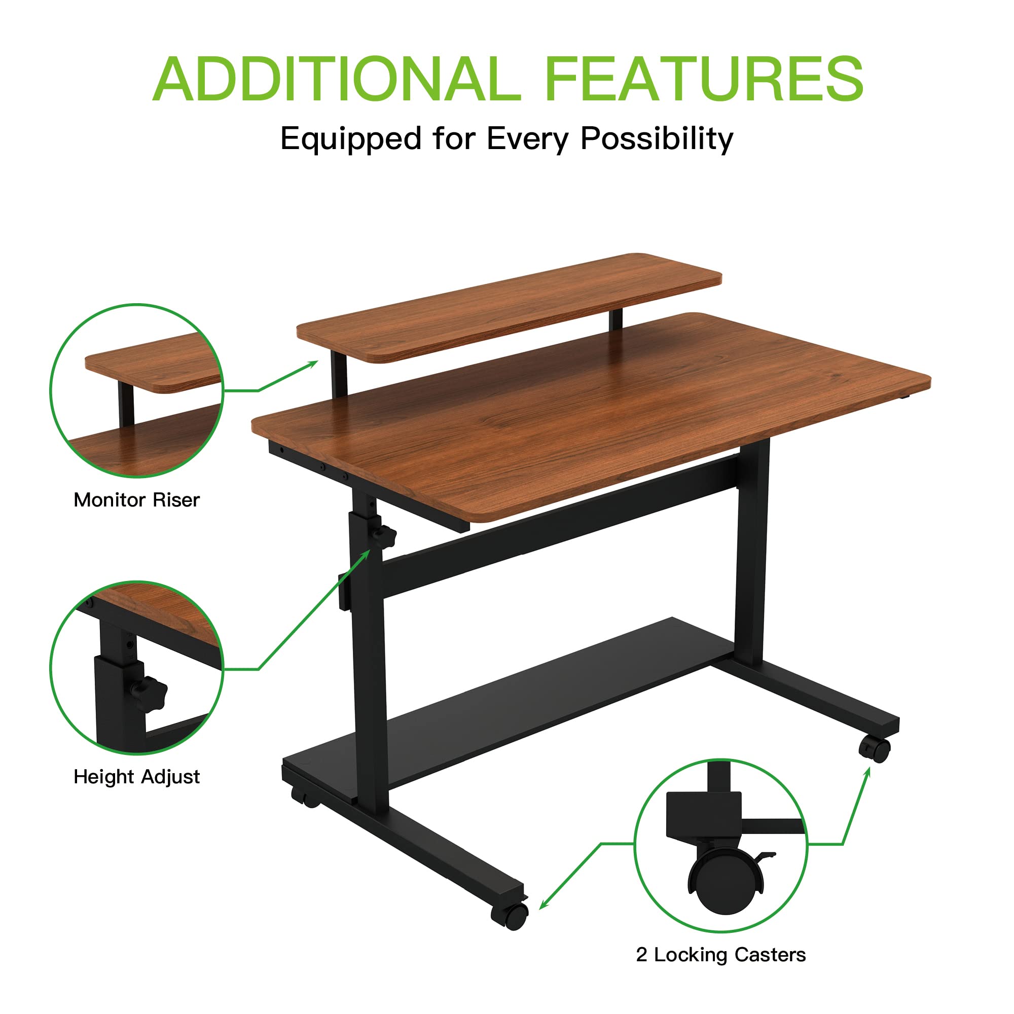 Height Adjustable Standing Desk with Wheels - 41