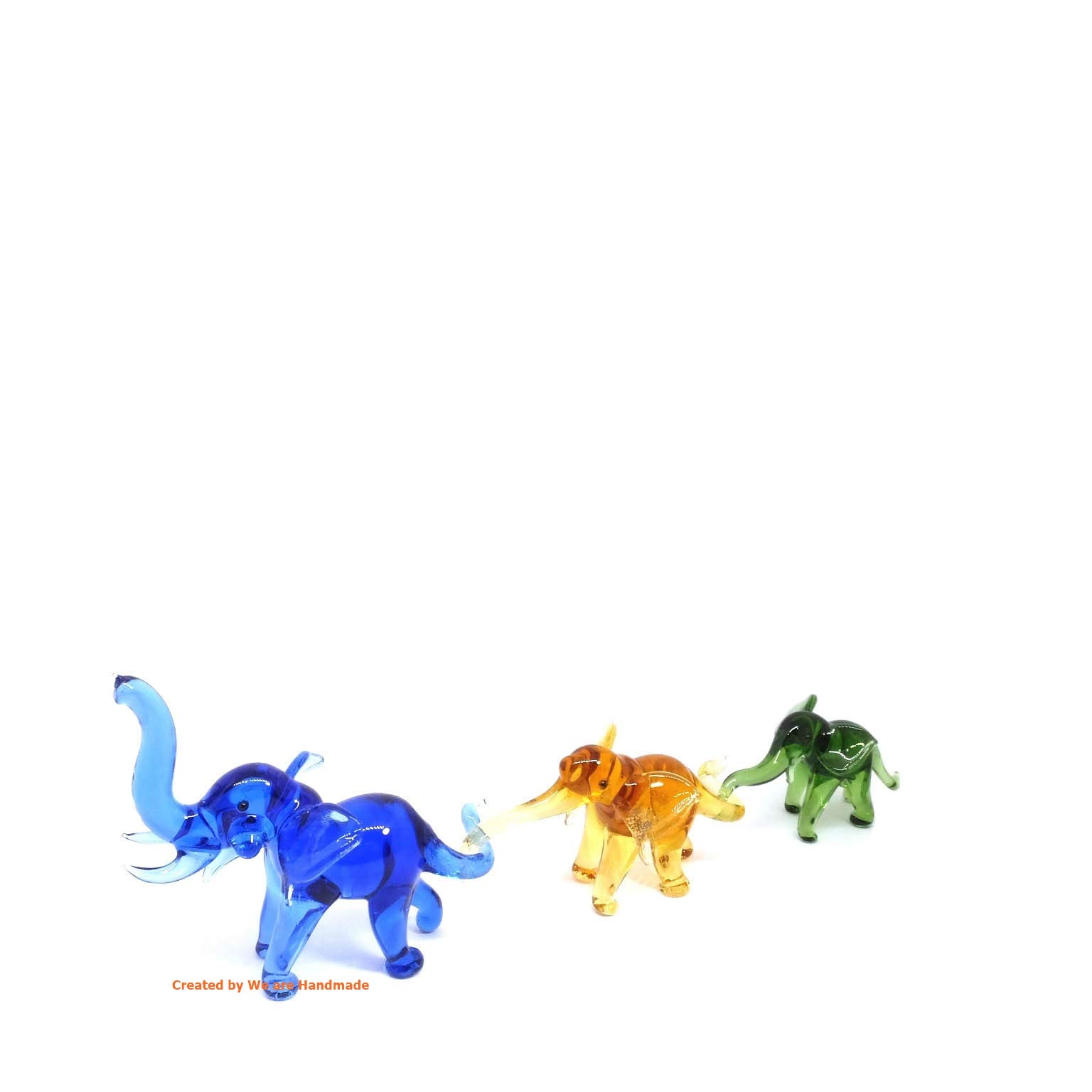Handmade Mini Glass Elephant Set - Blown Glass Animal Figurines for Home Decor & Gifts