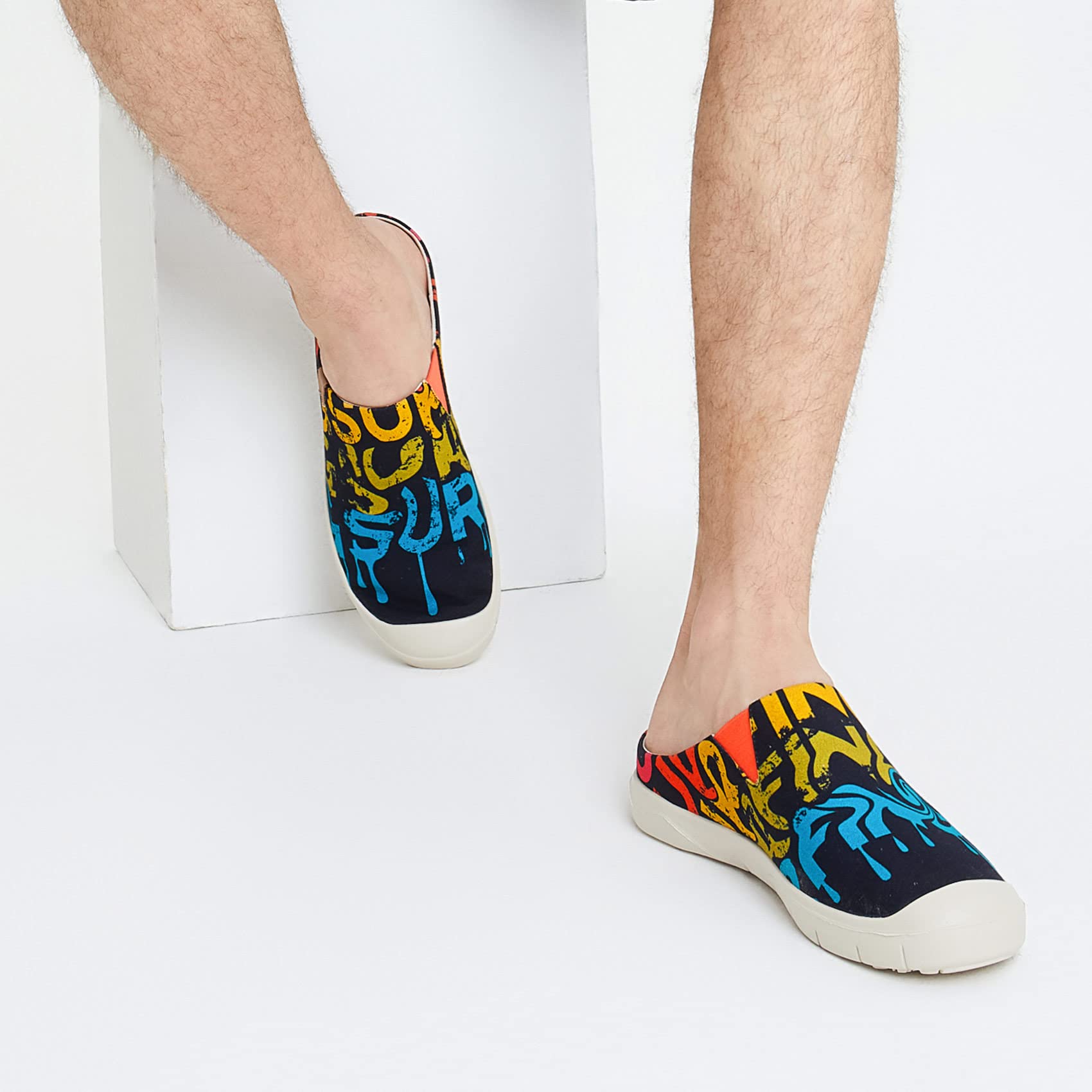 UIN Men's Loafers - Lightweight Comfortable Slip-On Mules for Walking, Casual Wear & Travel | Art Painted Design | Perfect for Home, Office & Vacation Outfits