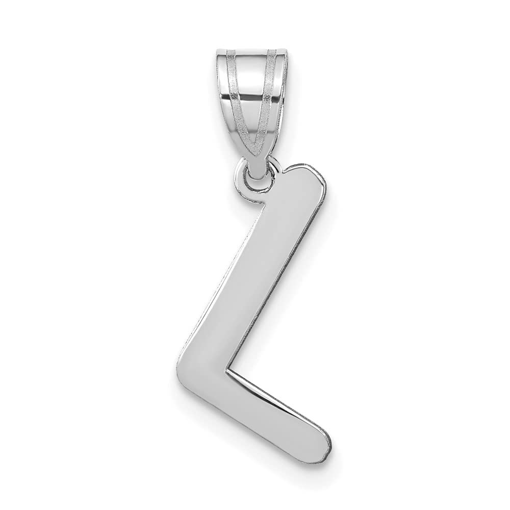14K White Gold Polished Bubble Letter L Initial Pendant Necklace - Elegant Personalized Jewelry Gift for Women - Perfect for Birthdays, Anniversaries & Special Occasions