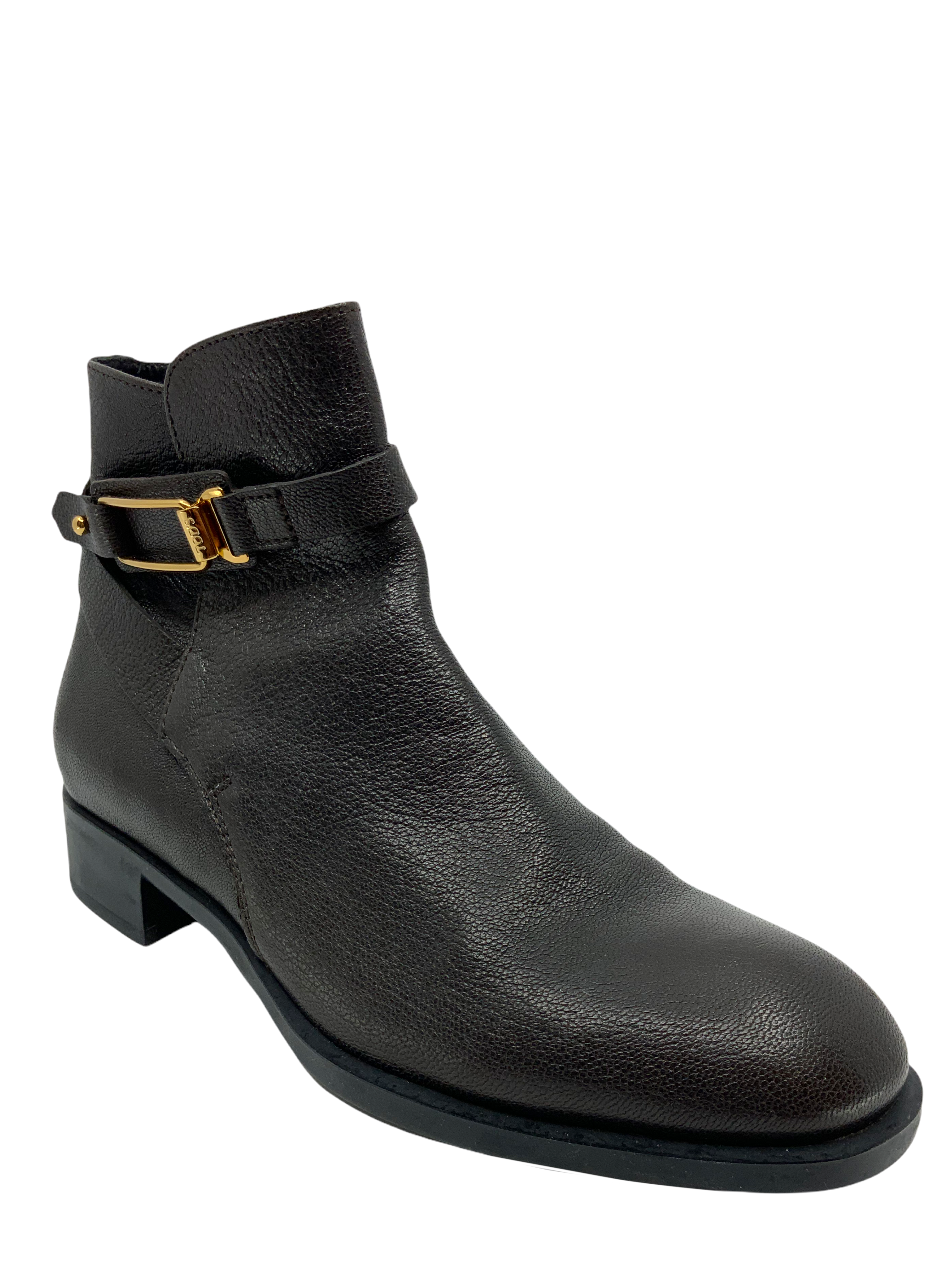 Tod's Leather Buckle Ankle Boots Size 7.5 for Women - Stylish & Comfortable Fall Winter Booties for Office, Party & Casual Outfits