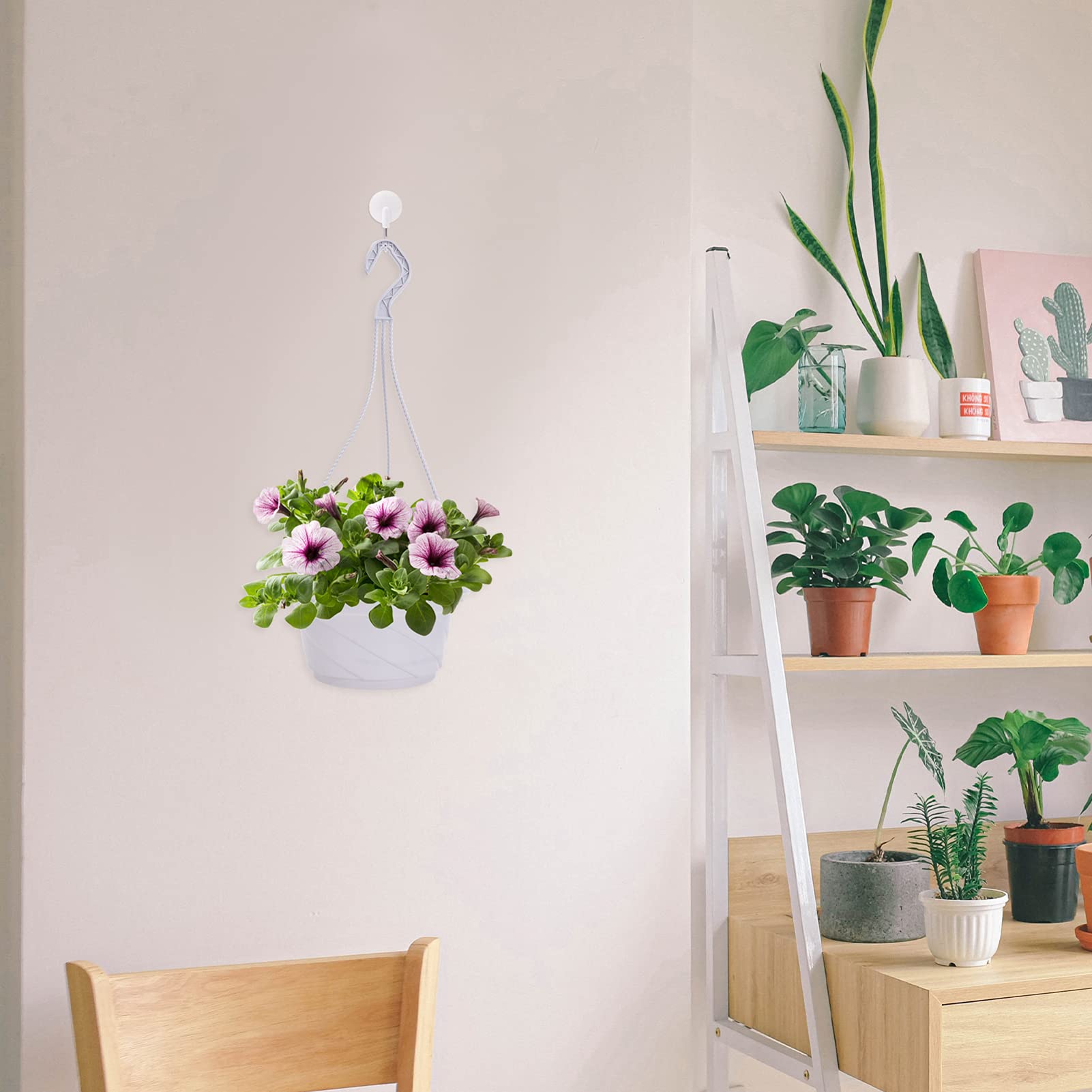 DOITOOL 10-Pack 6.7 Inch Plastic Hanging Planters - Small Hanging Flower Pots with Chains for Orchids, Succulents, Herbs - Indoor Outdoor Garden, Balcony Decor (White) | Perfect for Home, Patio, Porch & Vertical Gardening