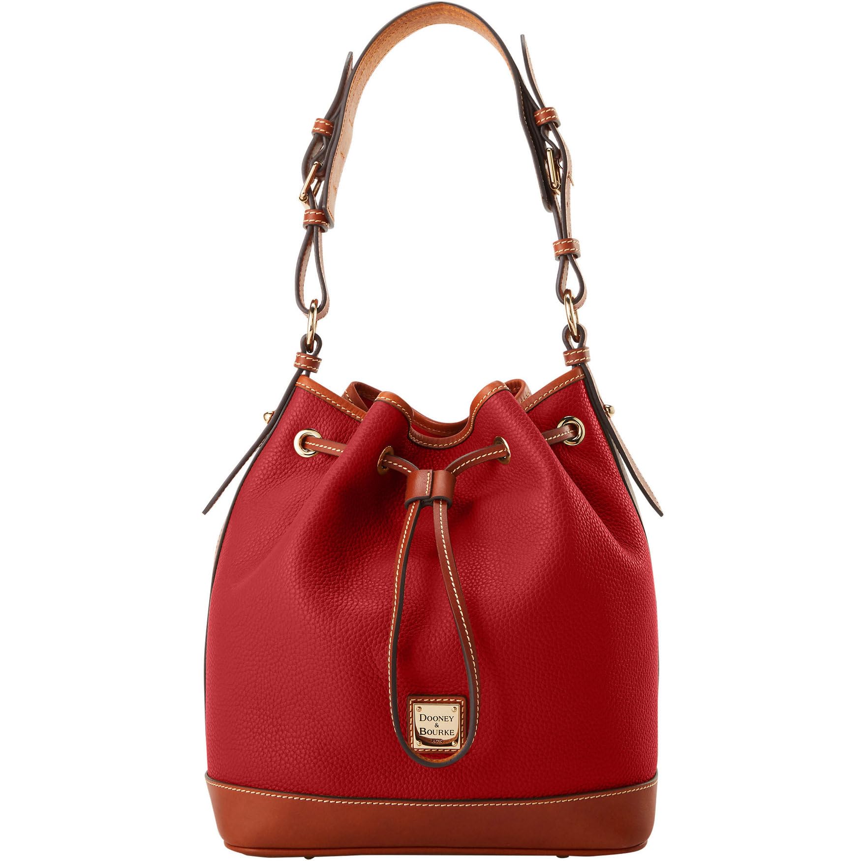 Dooney & Bourke Women's Pebble Grain Leather Drawstring Shoulder Bucket Bag - Red | Stylish & Durable Handbag for Work, Travel & Everyday Use