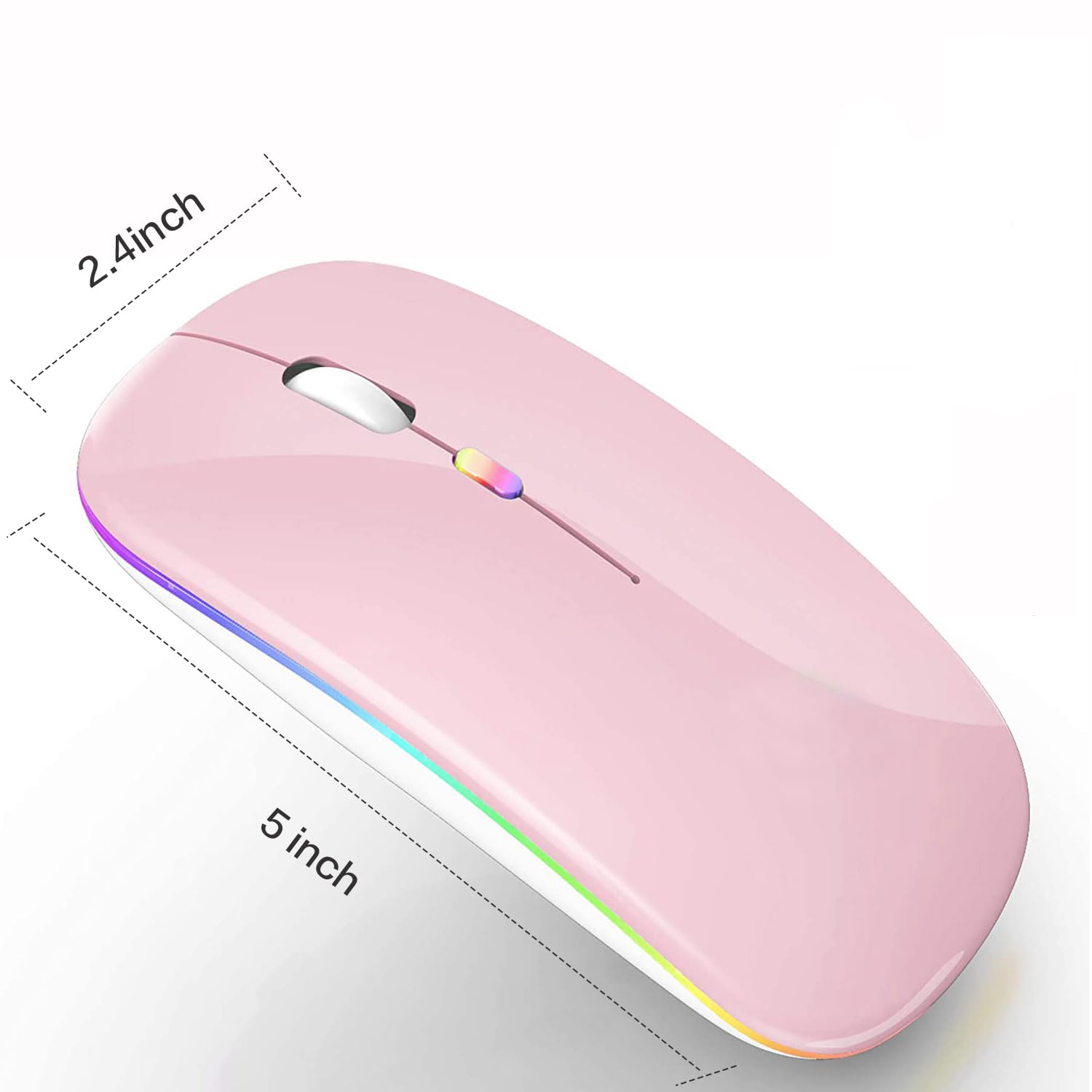 Wireless Bluetooth Mouse for Laptop, MacBook, iPad, PC - Compatible with MacBook Air/Pro, Windows, Chromebook (Pink & White) - Perfect for Office, Home & Travel Use