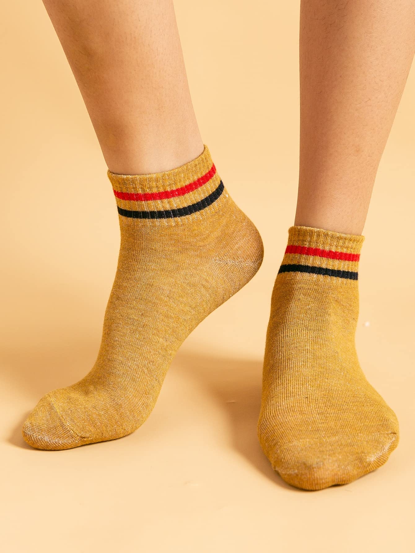 OYOANGLE Women's 8 Pairs Striped Print Ankle Socks - Lightweight Athletic Running Socks for Women - Perfect for Jogging, Gym Workouts & Everyday Comfort