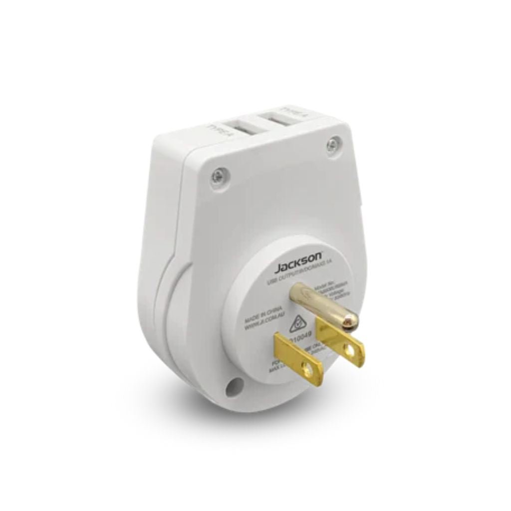 Jackson Outbound Slim USB A & C Travel Adapter - Dual Port Fast Charger for iPhone, Android, Laptop | AUS to USA Power Converter | Perfect for Travel, Business Trips & International Use