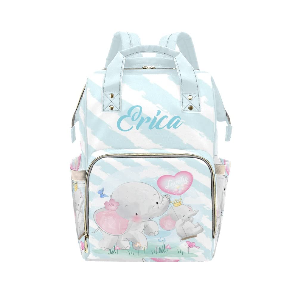 Personalized Elephant Diaper Bag for Mom - Custom Name Waterproof Nursing Tote & Mummy Backpack - Perfect for Baby Travel, Outdoor Activities and Daily Use