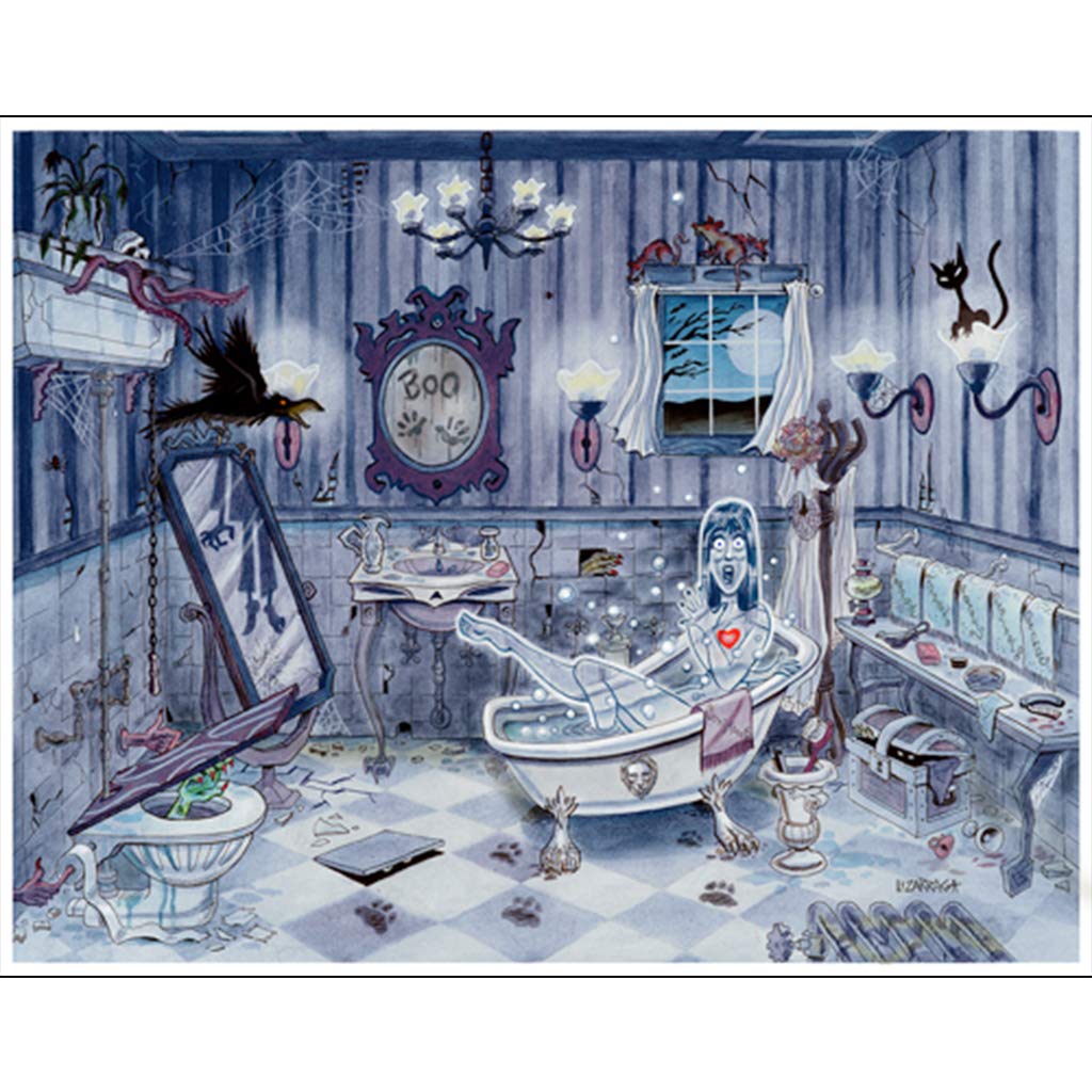 Haunted Mansion Bathroom Wall Art - Bob Lizarraga Disney Theme Park Canvas Print - Spooky Home Decor for Halloween & Gothic Interior Design