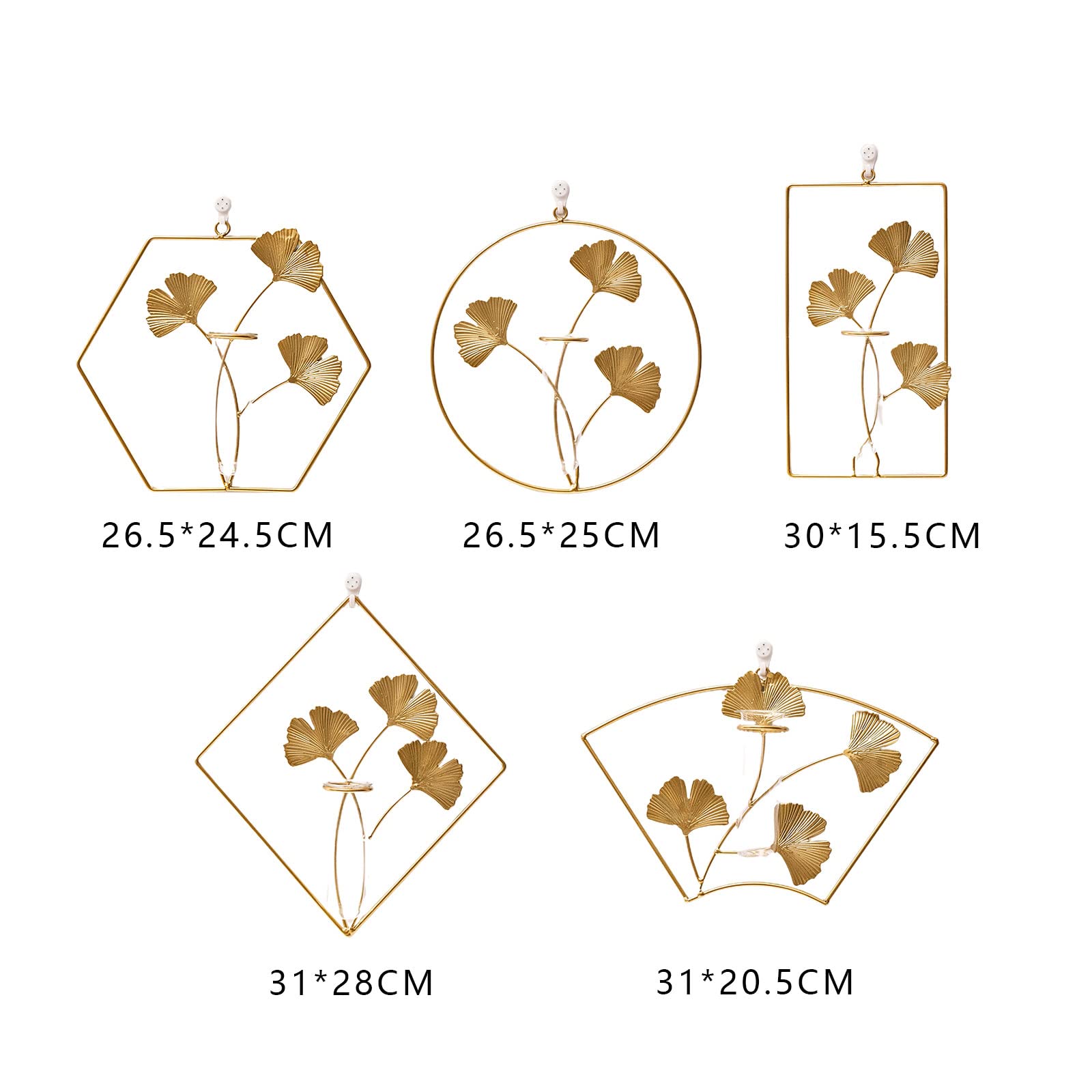 MSUIINT Gold Ginkgo Leaf Wall Art - Modern Hexagon Decor for Home & Office
