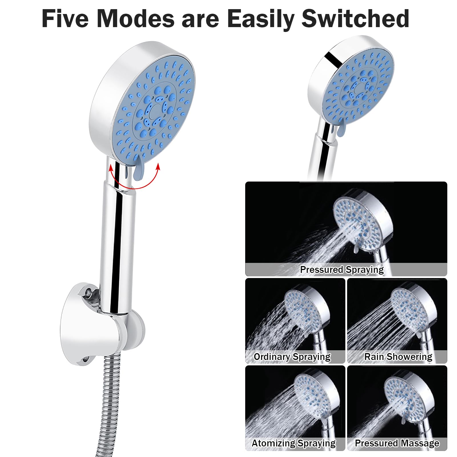 Premium Wall Mount Bathtub Faucet Set with Hand Shower - Silver Finish Shower Mixer System with Sprayer Hose - Perfect for Bathroom Renovation & Spa-Like Shower Experience