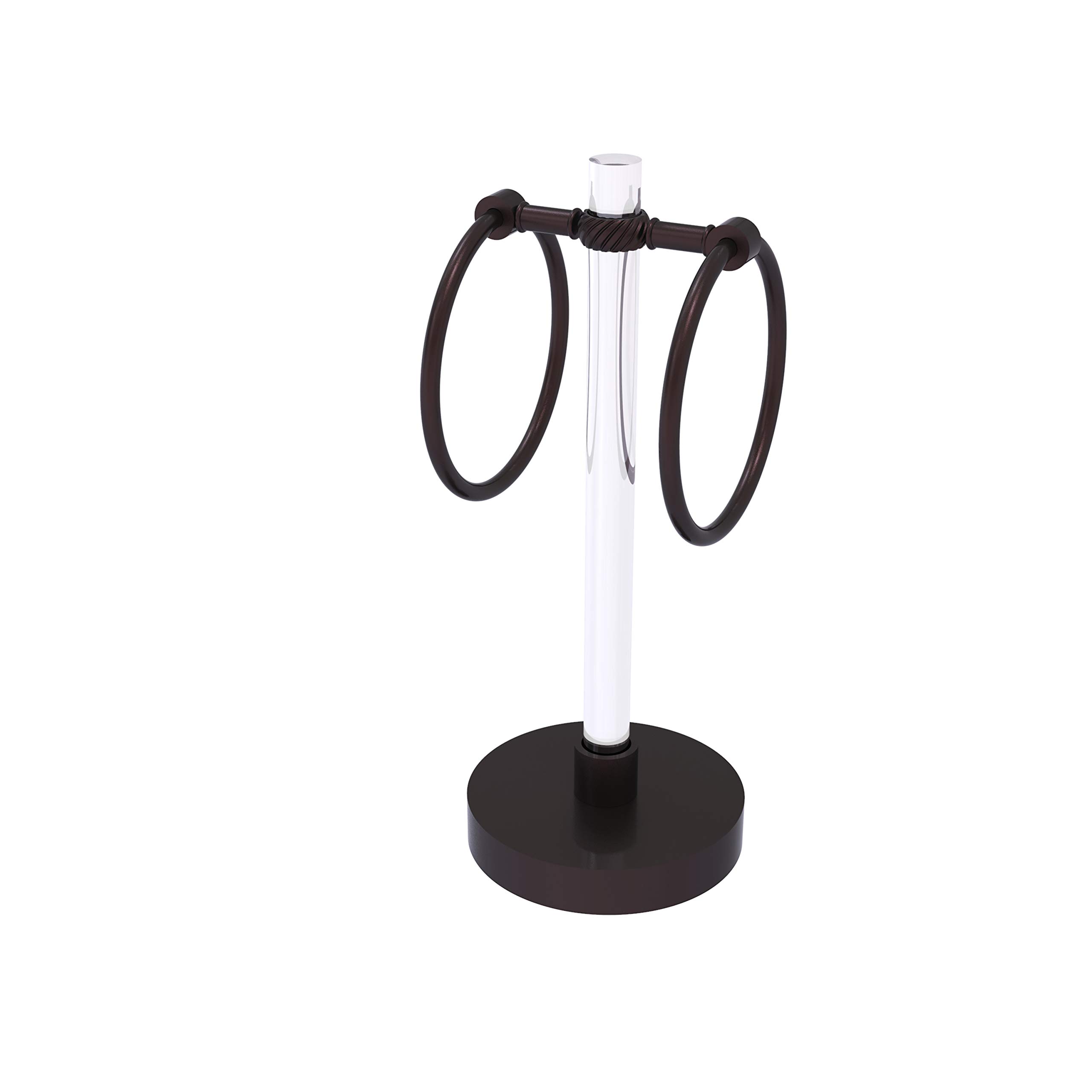 Allied Brass CV-GTRST-10 Clearview Collection Vanity Top Ring with Twisted Accents Guest Towel Holder in Antique Bronze - Perfect for Bathroom, Powder Room, and Spa Decor