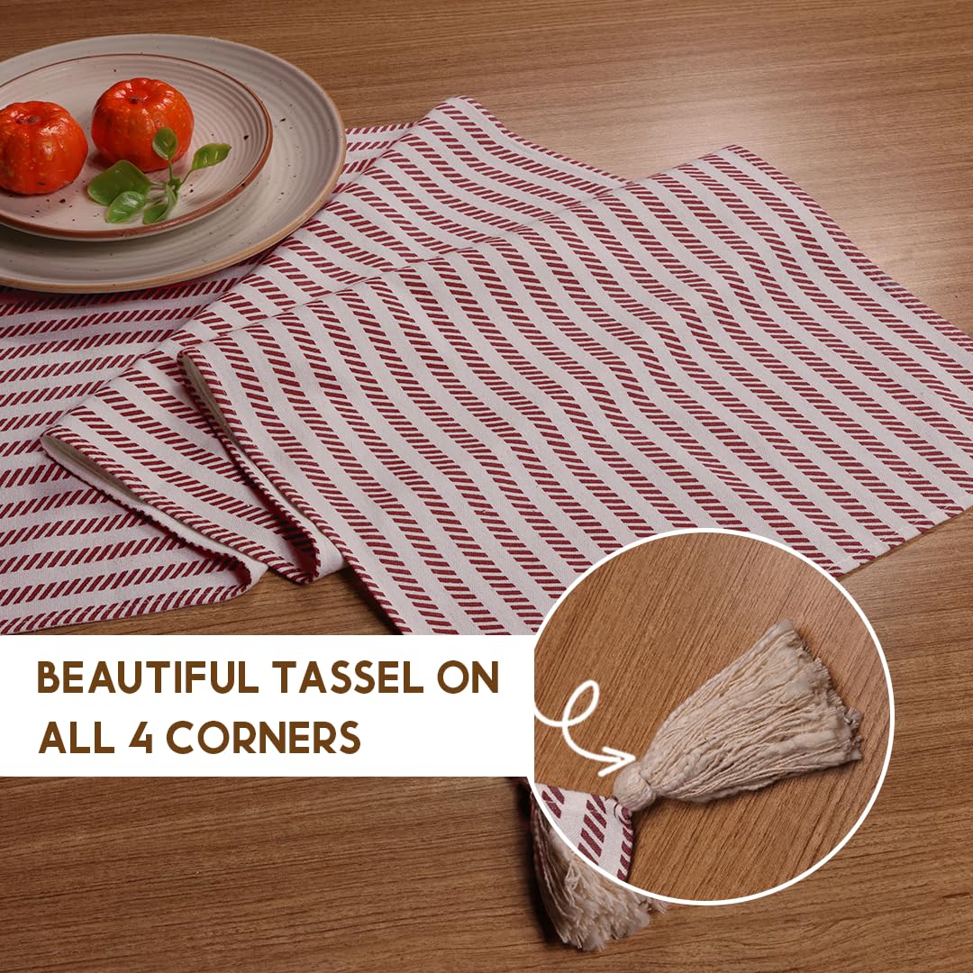 90 Inch Long Farmhouse Style Table Runner with Tassels - 100% Cotton Dining Table Decor for Modern & Rustic Home - Perfect for Thanksgiving, Christmas Dinner, and Everyday Table Setting