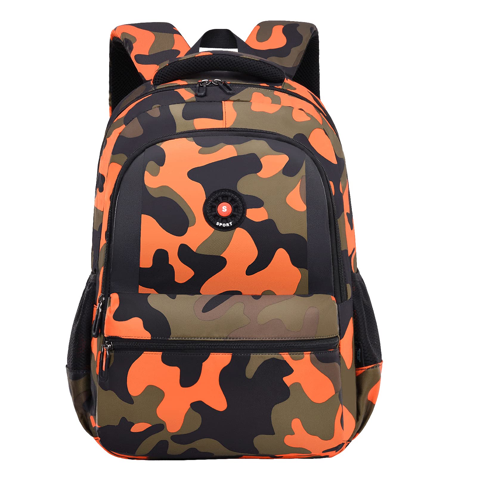 CY Camo Orange Backpack for School, Travel & Outdoor - Christmas Gift for Kids