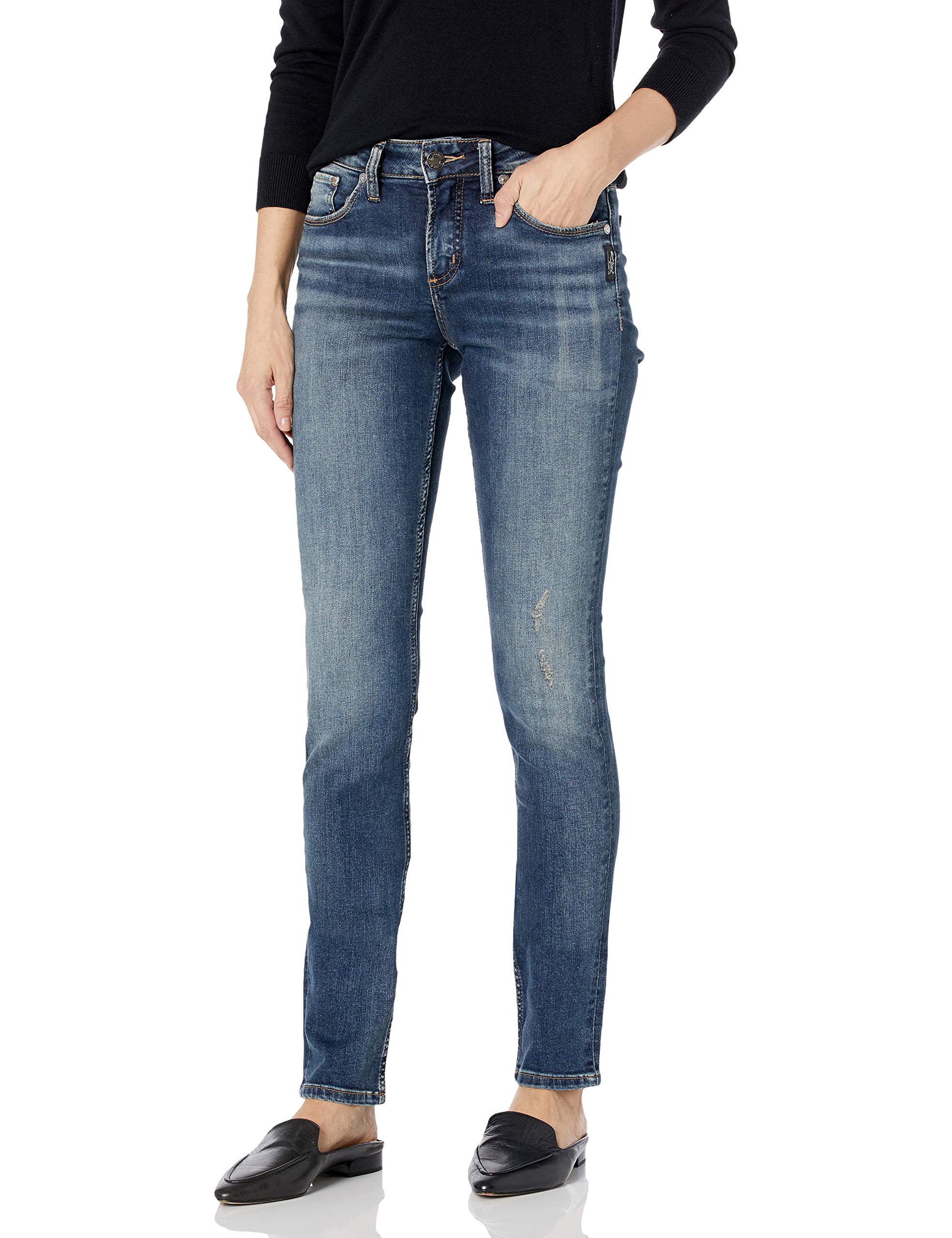 Silver Jeans Co. Women's Avery High Rise Straight Leg Jeans - Comfortable & Stylish Denim Pants for Casual Wear, Office & Night Out
